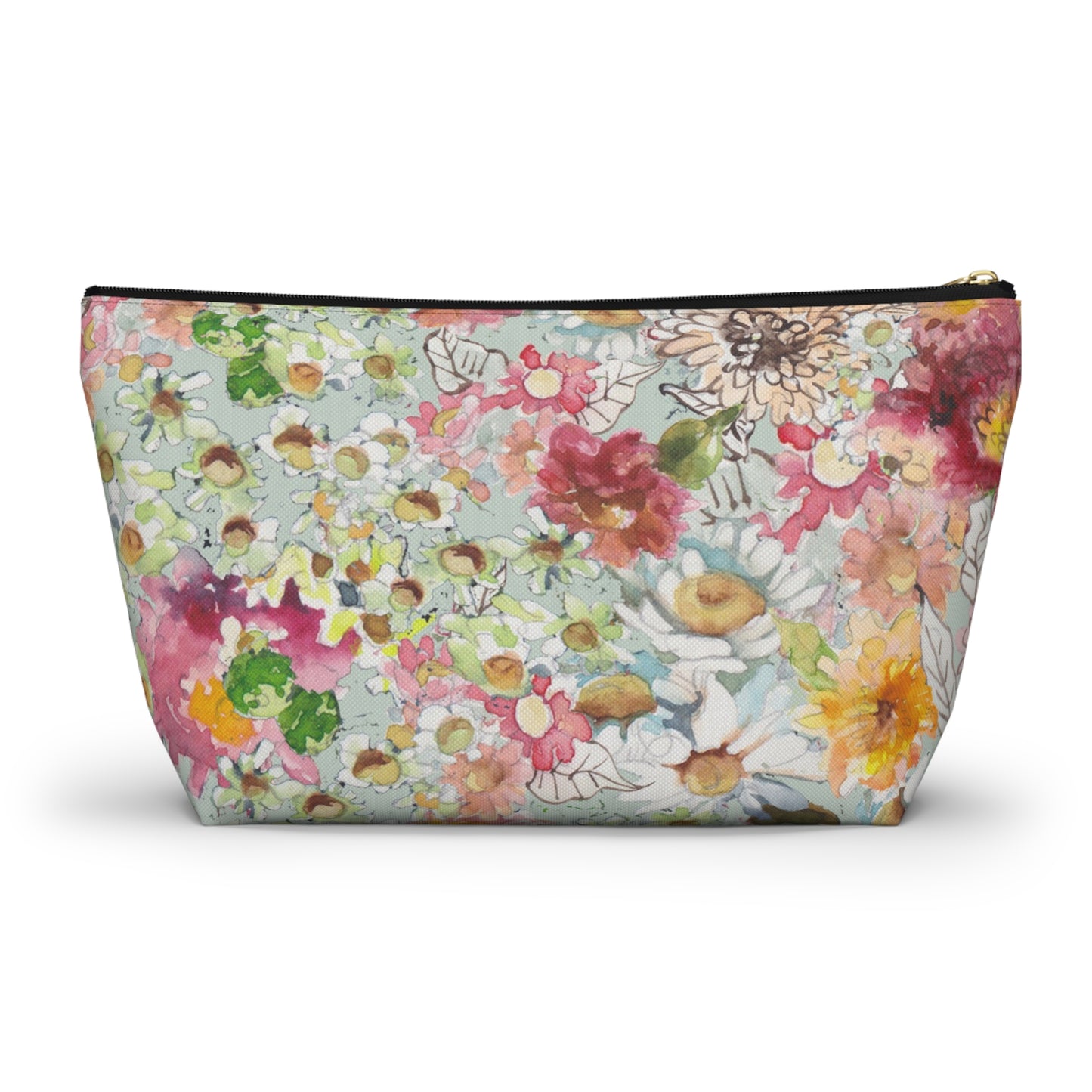 Farmhouse Floral Accessory Pouch w T-bottom