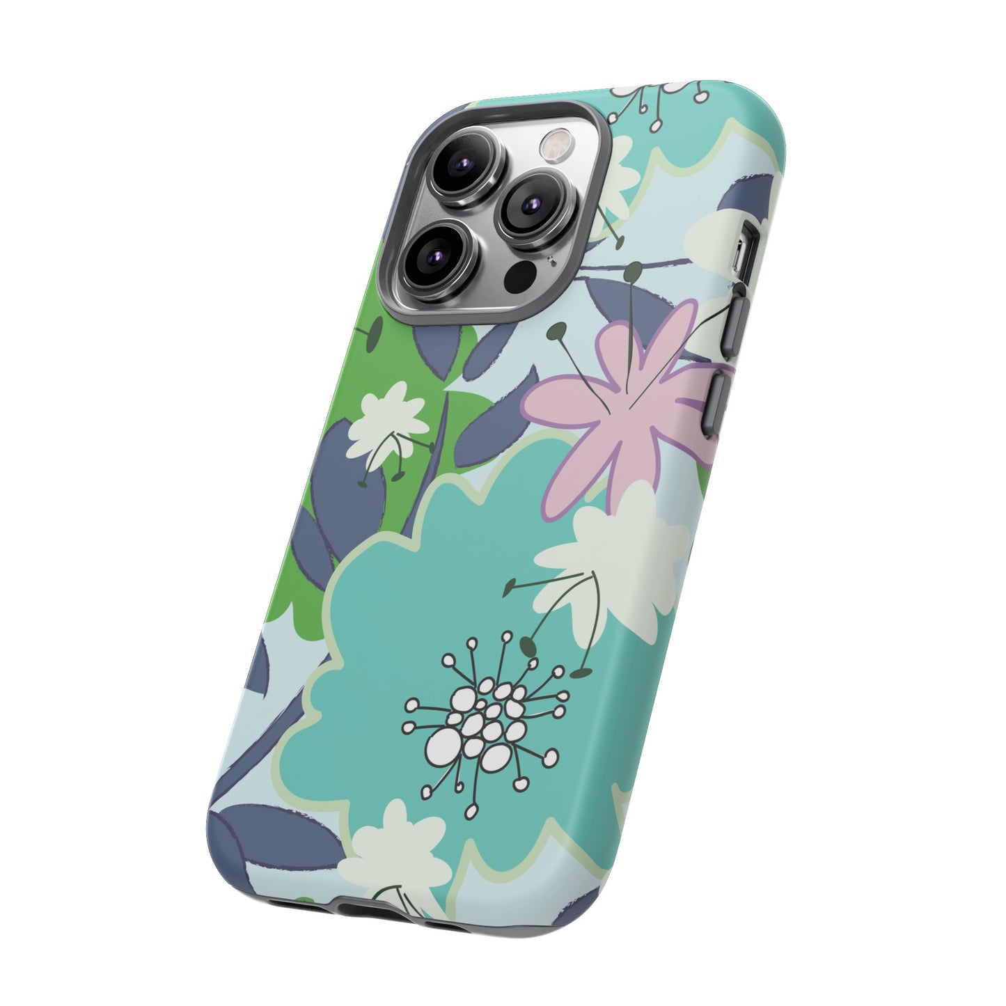 Mid Mod Floral in Blue and Green Tough Cases