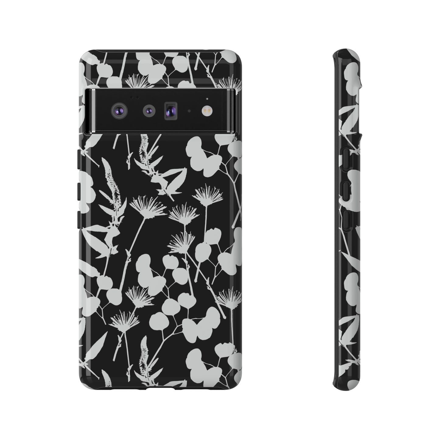 Black and White Floral Tough Cases for Google Pixel