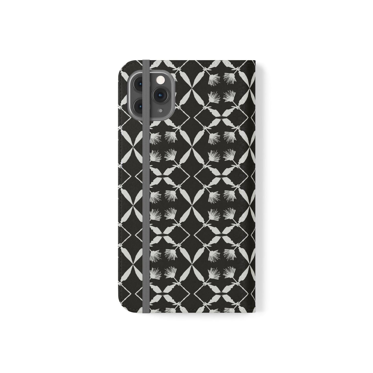 Black and White Floral Flip Cases for iPhone