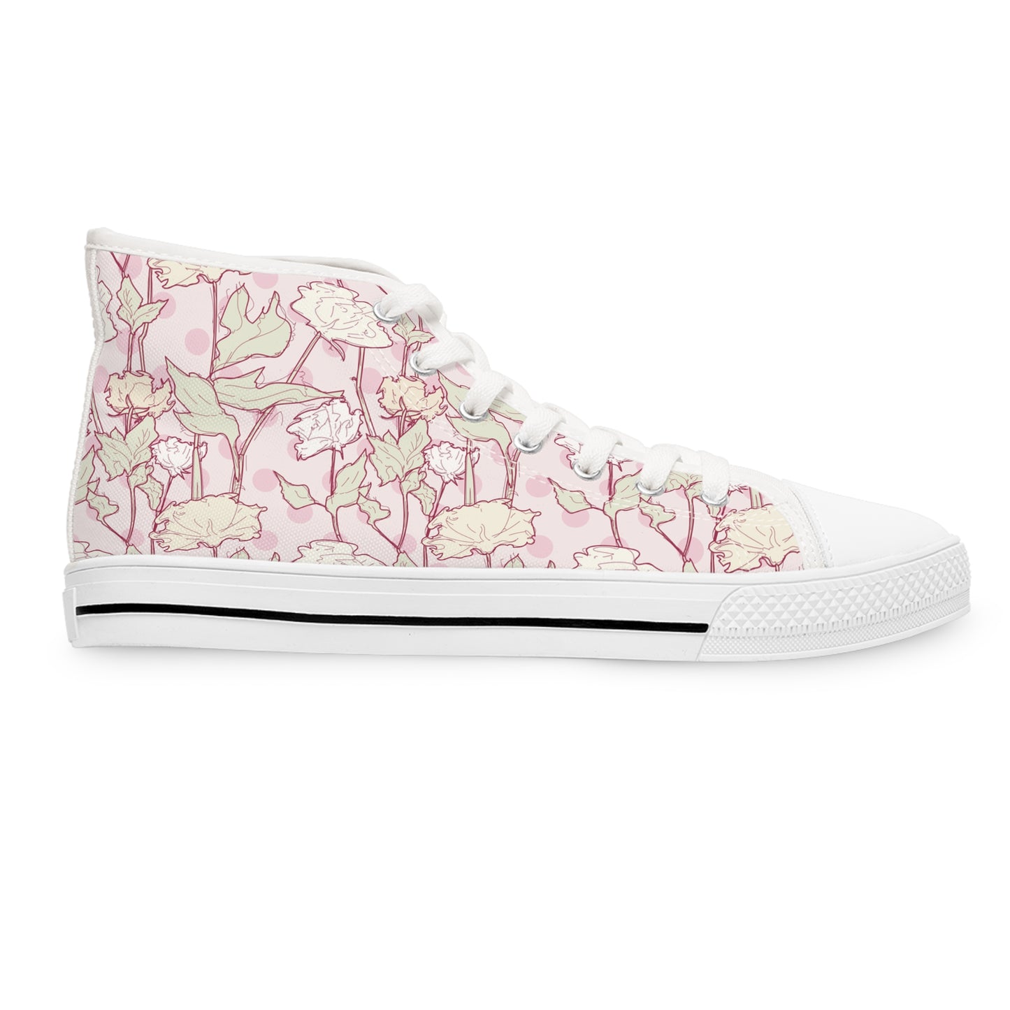 Roses and Dots in Pink Women's High Top Sneakers