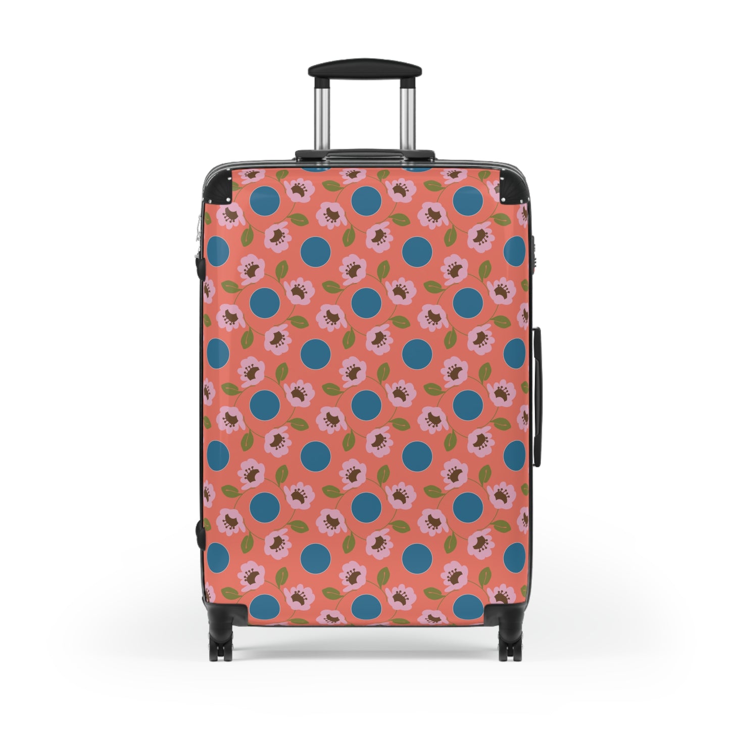 Wildflowers with Dots in Coral and Blue Suitcase