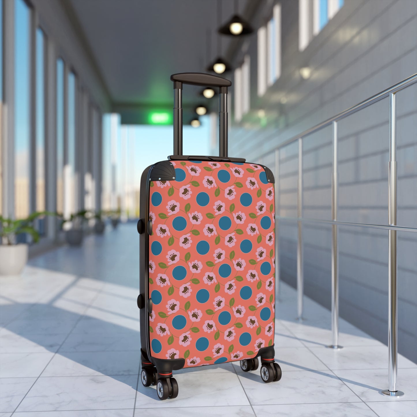 Wildflowers with Dots in Coral and Blue Suitcase