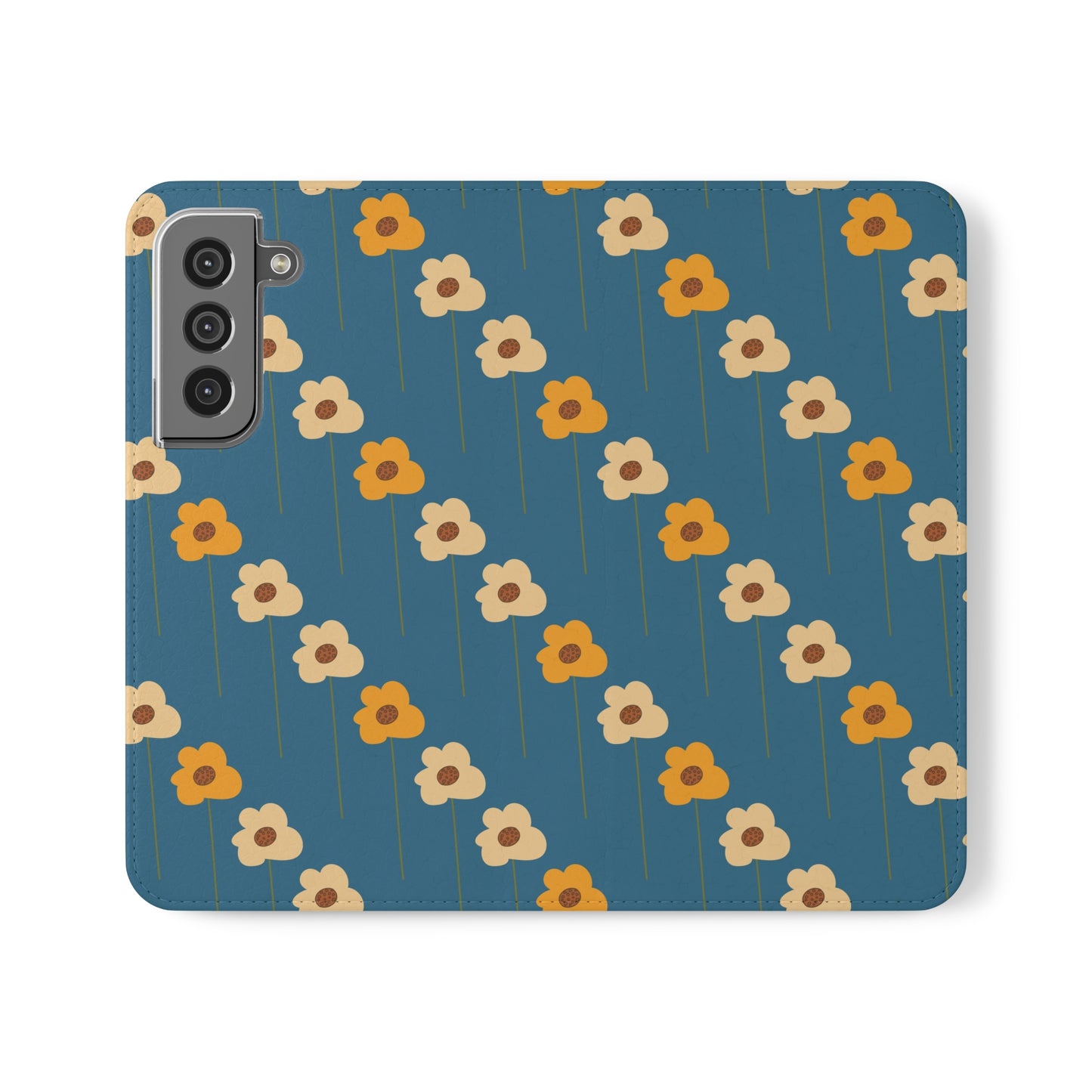 Yellow Wildflowers on Blue Flip Cases for Samsung