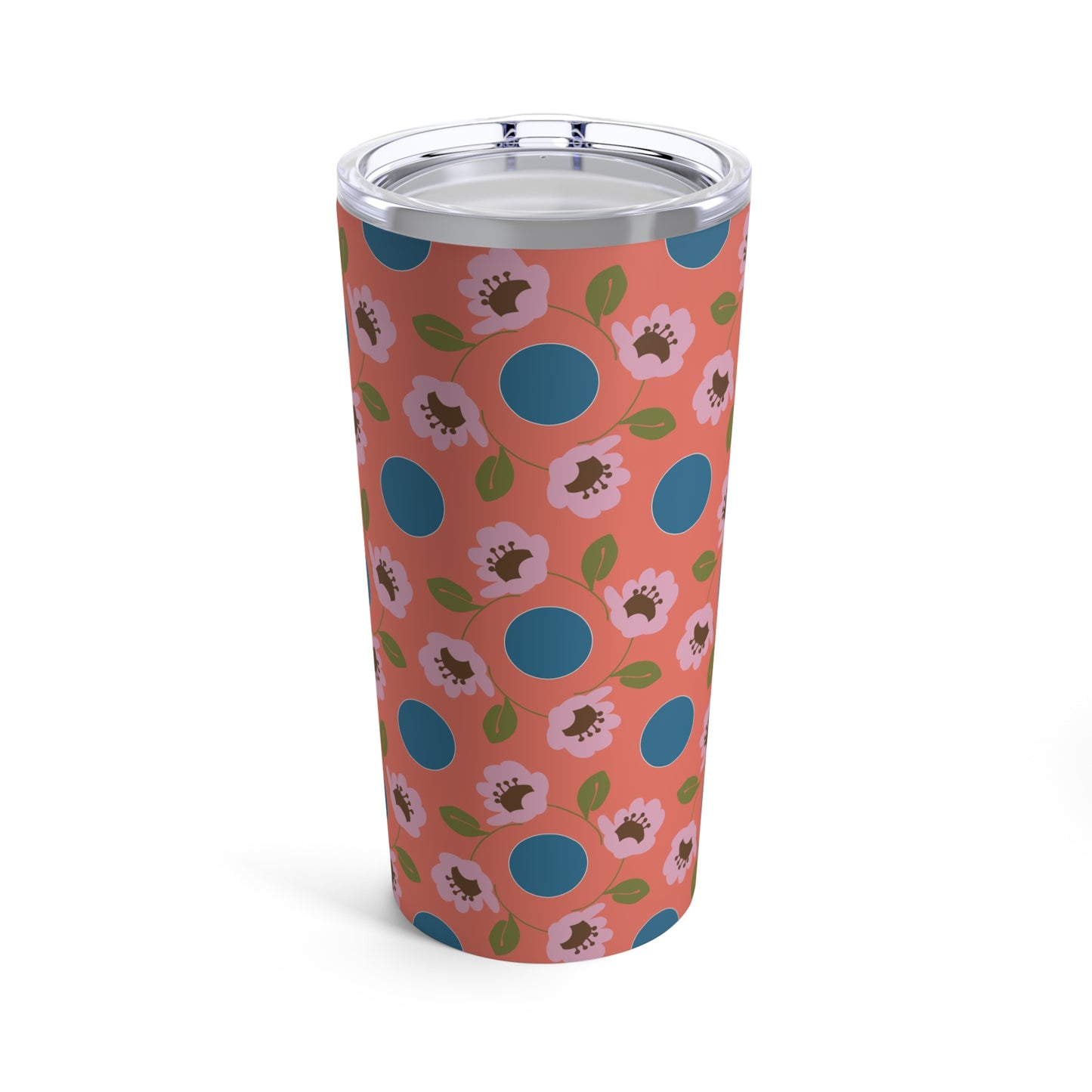 Wildflowers with Dots in Coral and Blue Tumbler 20oz