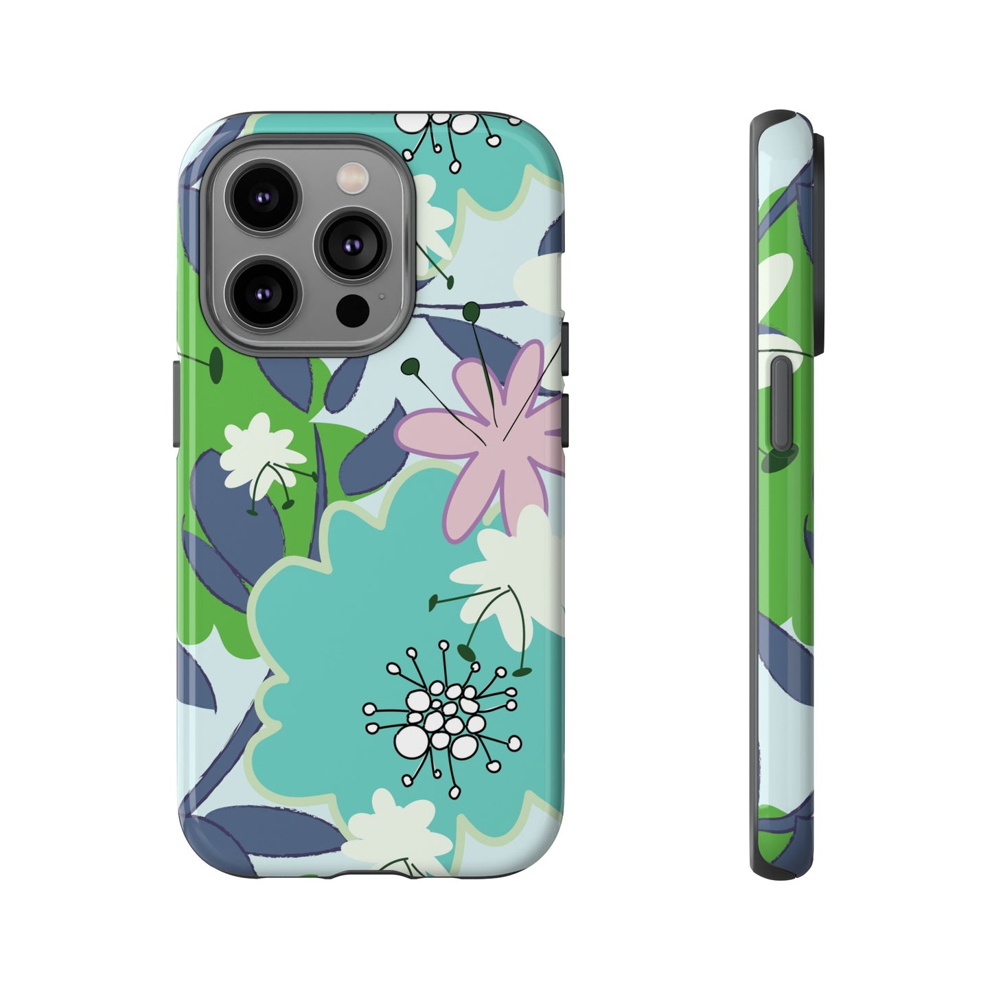 Mid Mod Floral in Blue and Green Tough Cases