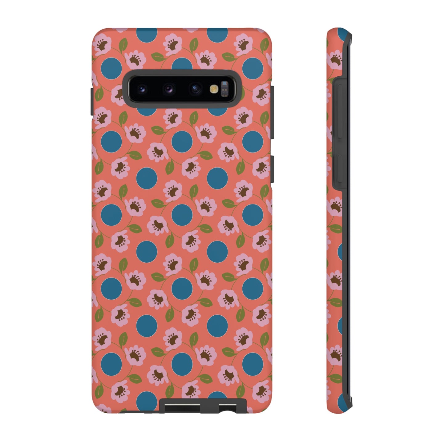 Wildflowers with Dots in Coral and Blue Tough Cases for Samsung