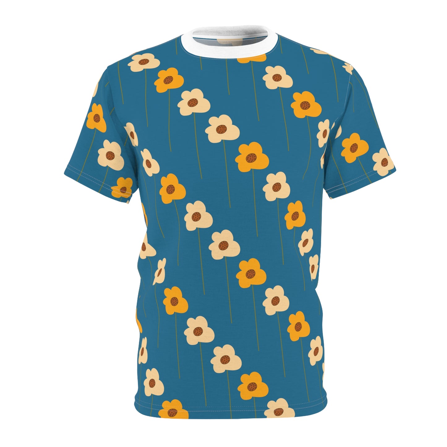 Yellow Wildflowers on Blue Tee