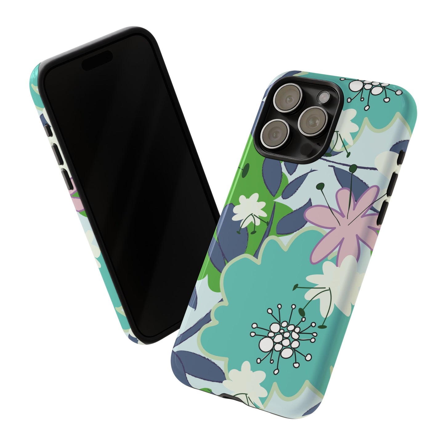 Mid Mod Floral in Blue and Green Tough Cases