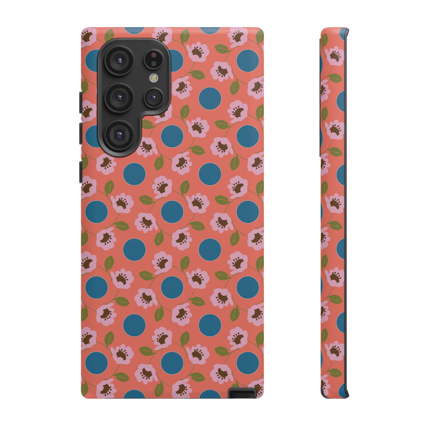 Wildflowers with Dots in Coral and Blue Tough Cases for Samsung