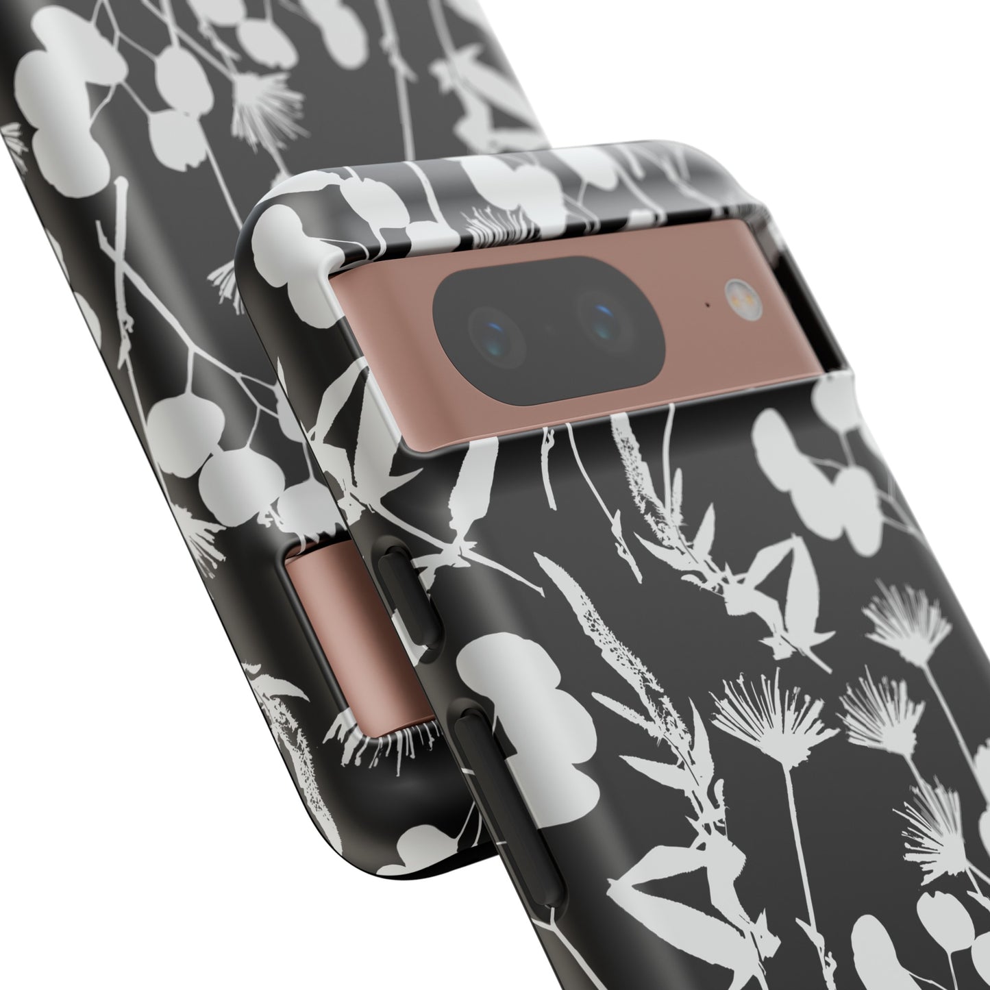 Black and White Floral Tough Cases for Google Pixel