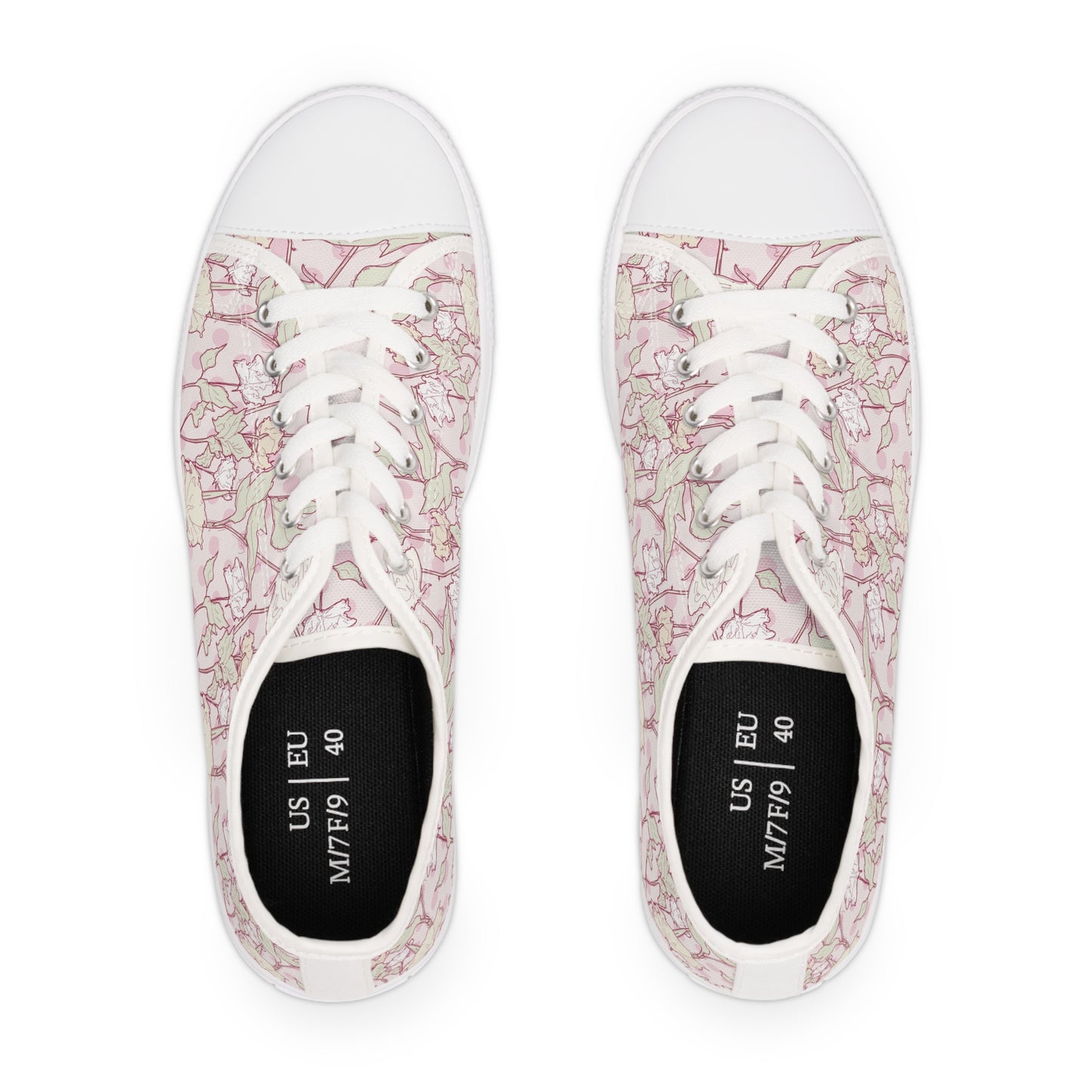 Roses and Dots in Pink Women's Low Top Sneakers