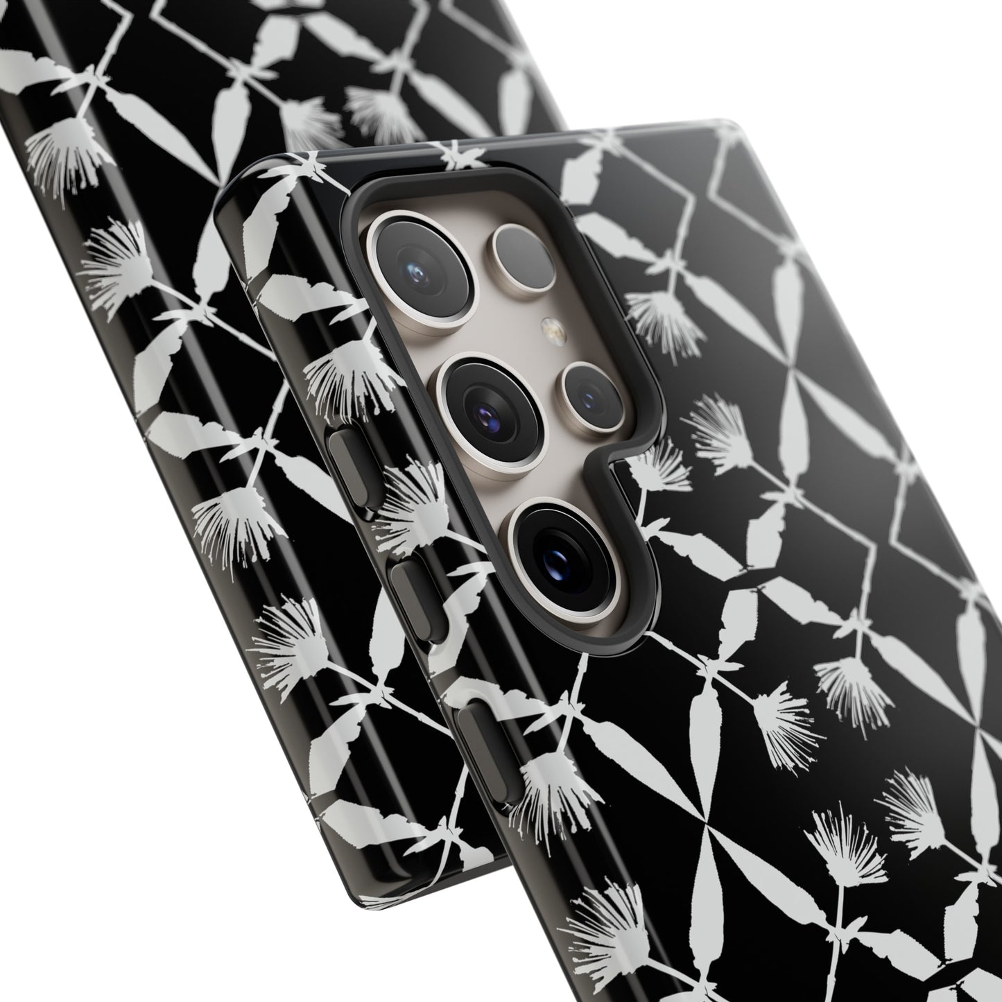 Black and White Floral Tough Cases for Google Pixel