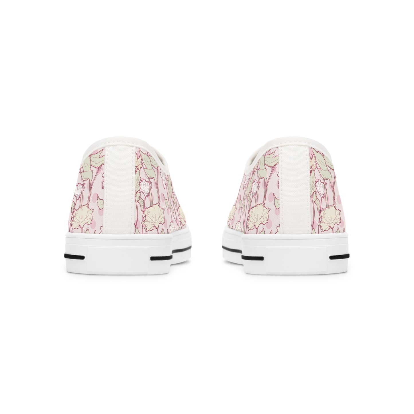 Roses and Dots in Pink Women's Low Top Sneakers