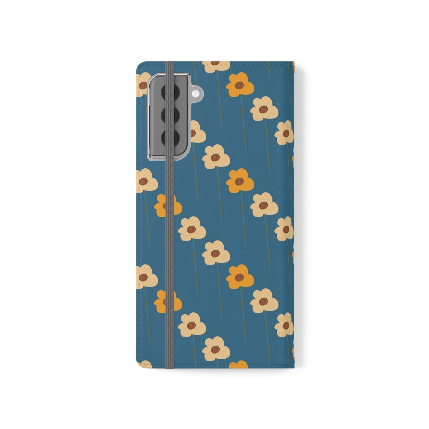 Yellow Wildflowers on Blue Flip Cases for Samsung