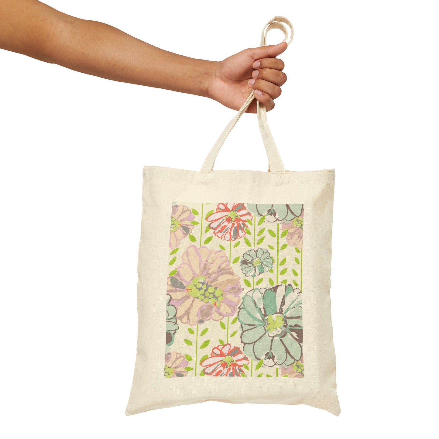 Soft Watercolor Floral Cotton Canvas Tote Bag