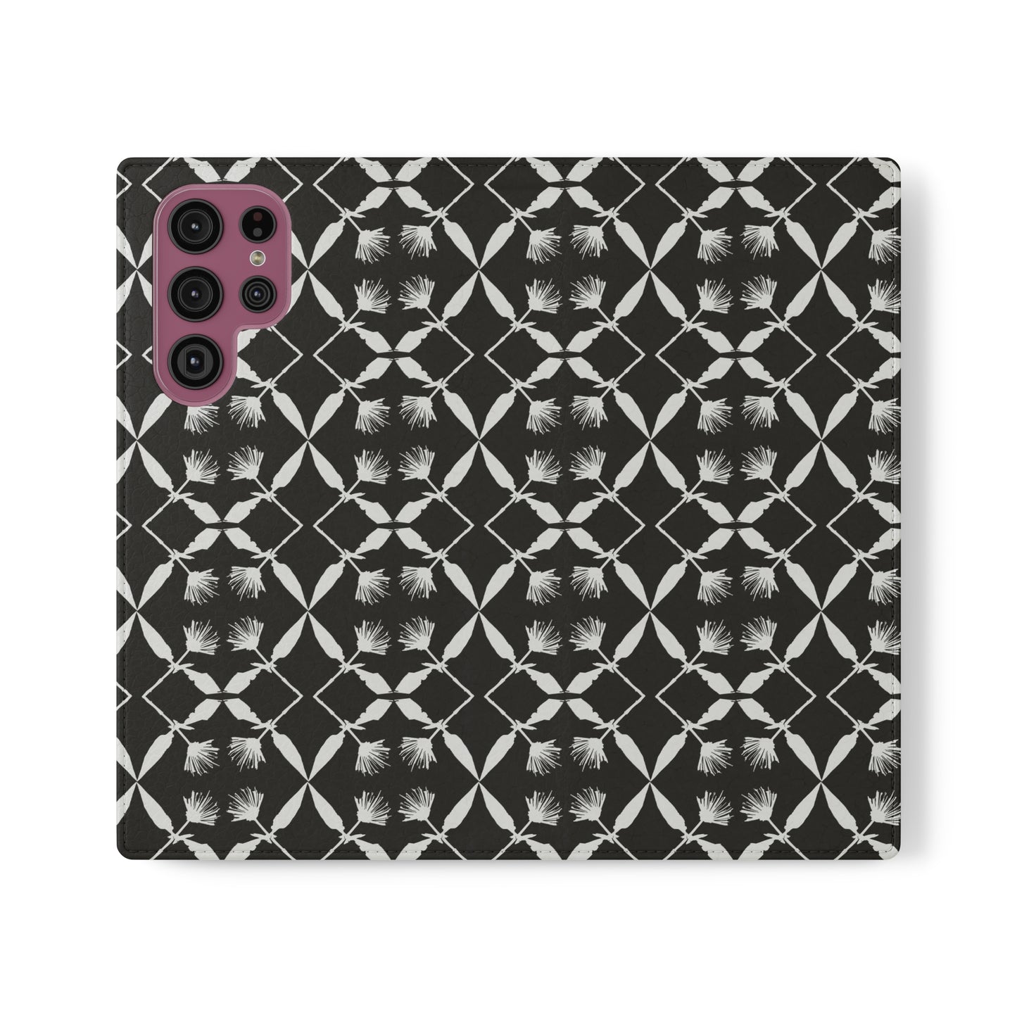 Black and White Floral Flip Cases for Samsung