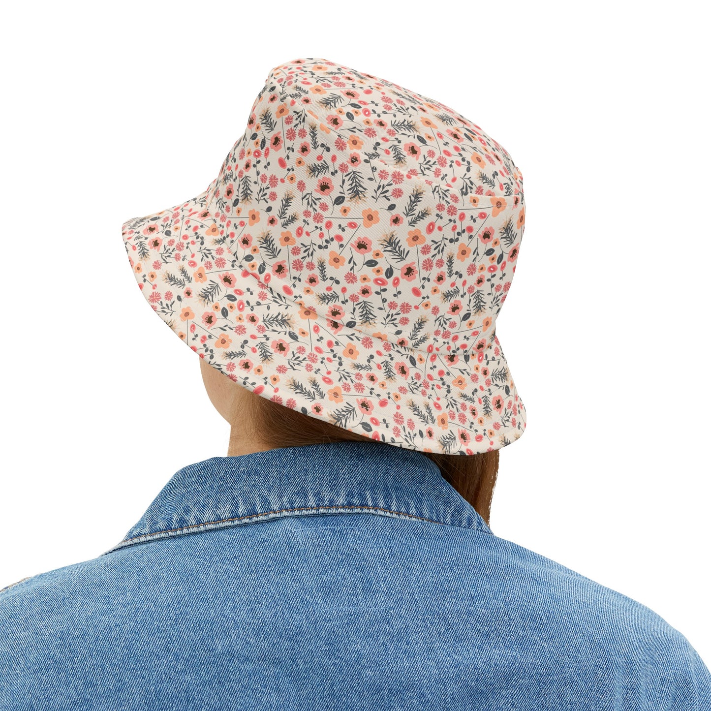 Peach and Cream Wildflowers Bucket Hat