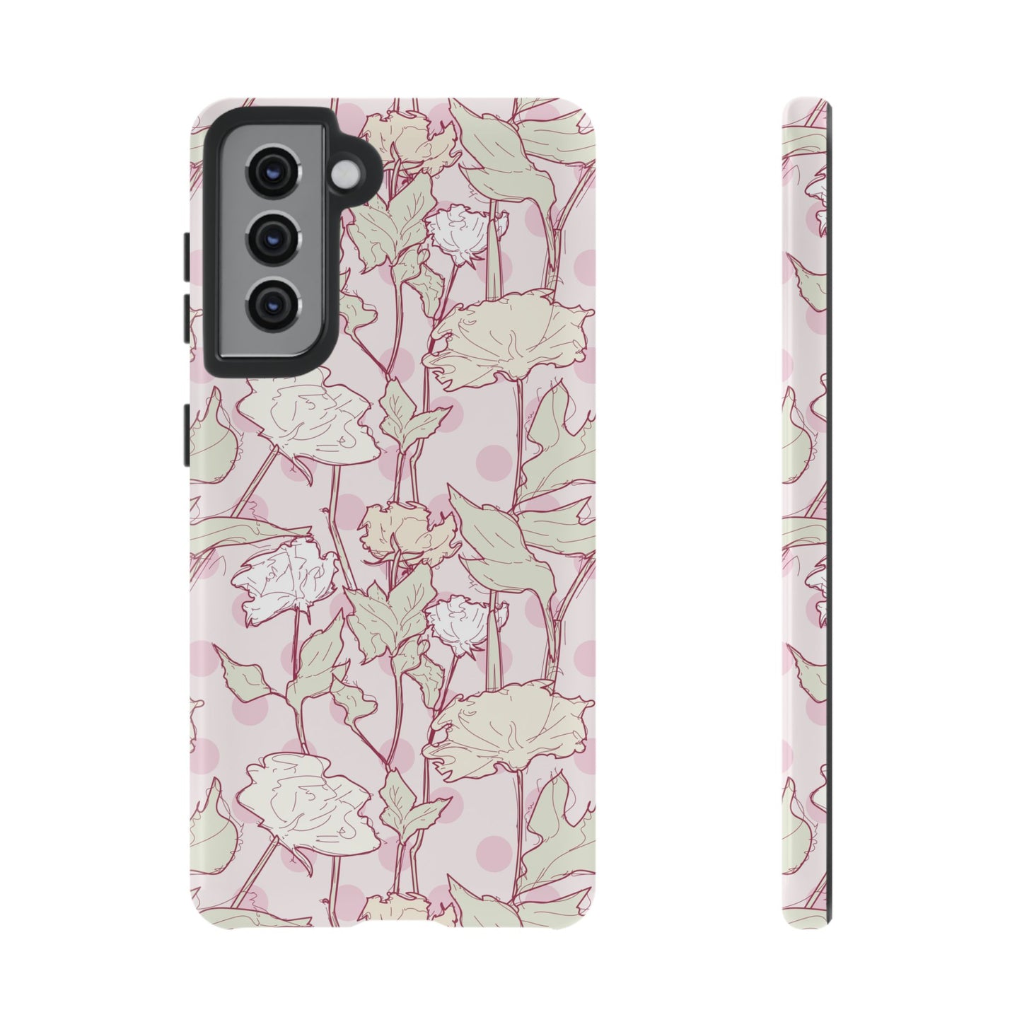 Roses and Dots in Pink Tough Cases for Samsung.