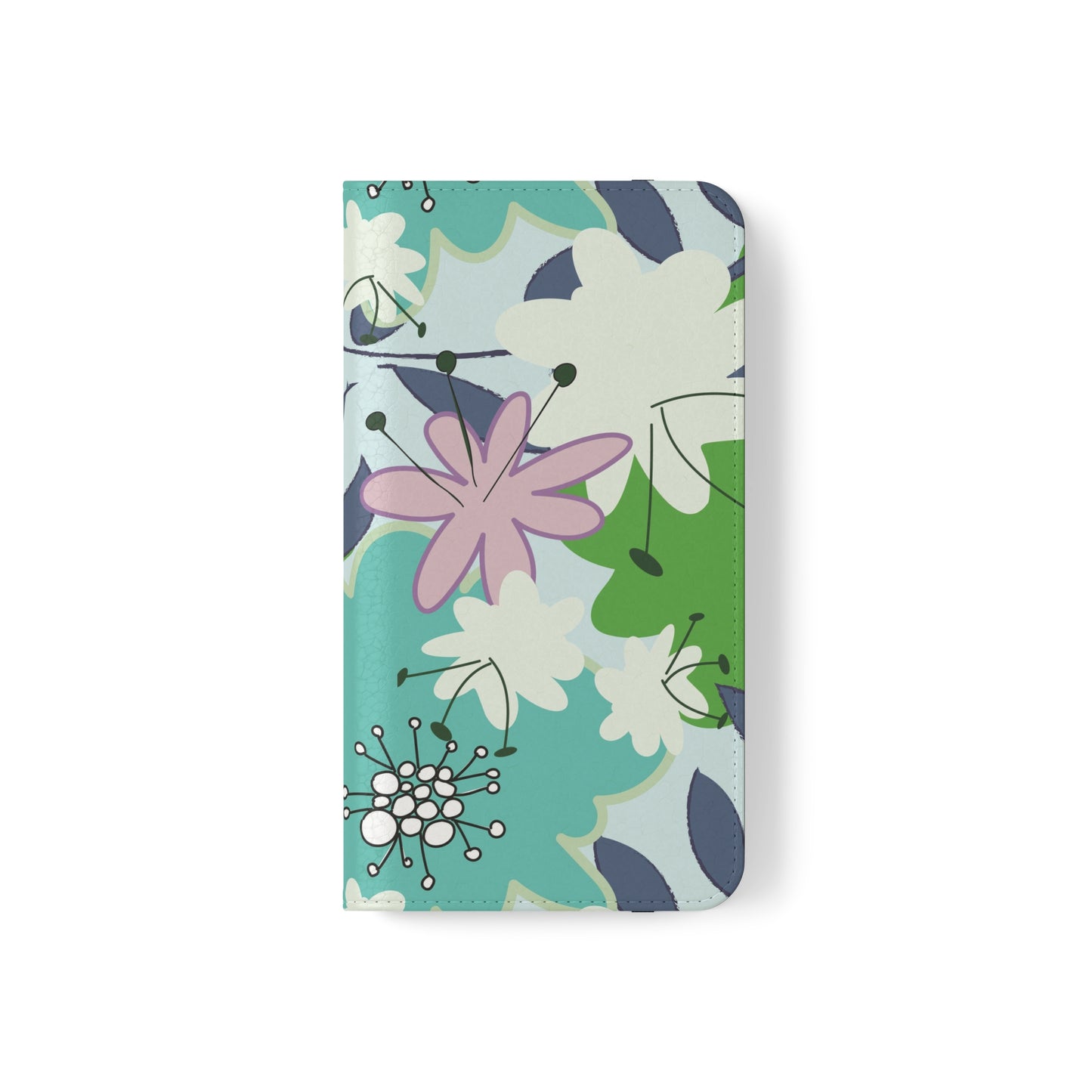 Mid Mod Floral in Blue and Green Flip Cases for Samsung