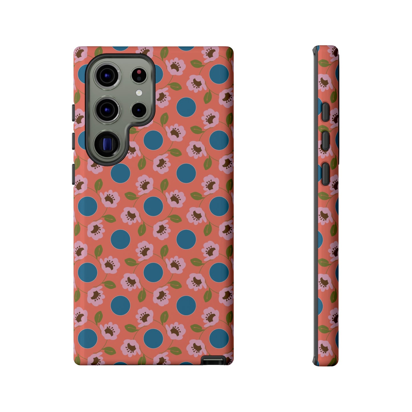 Wildflowers with Dots in Coral and Blue Tough Cases for Samsung