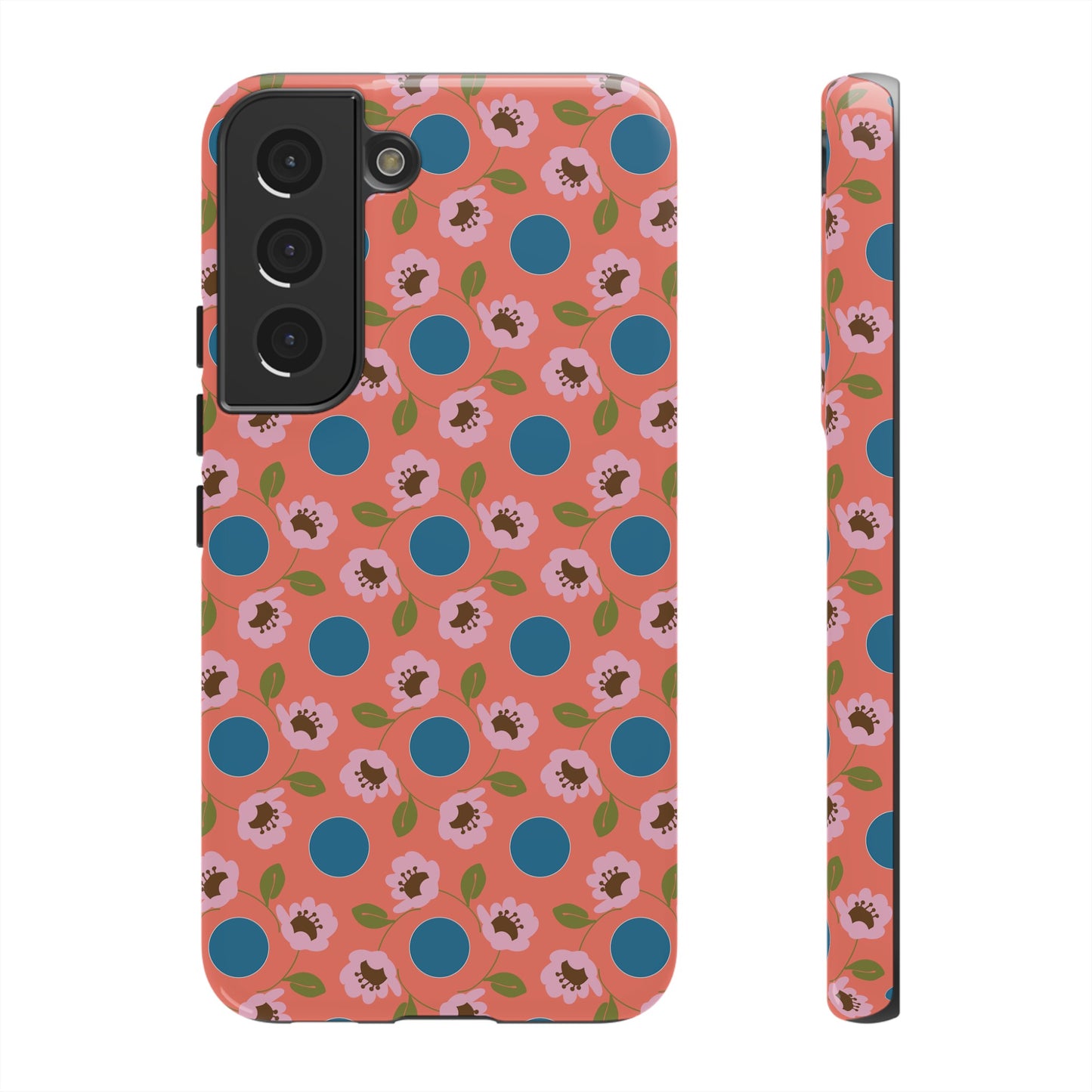 Wildflowers with Dots in Coral and Blue Tough Cases for Samsung