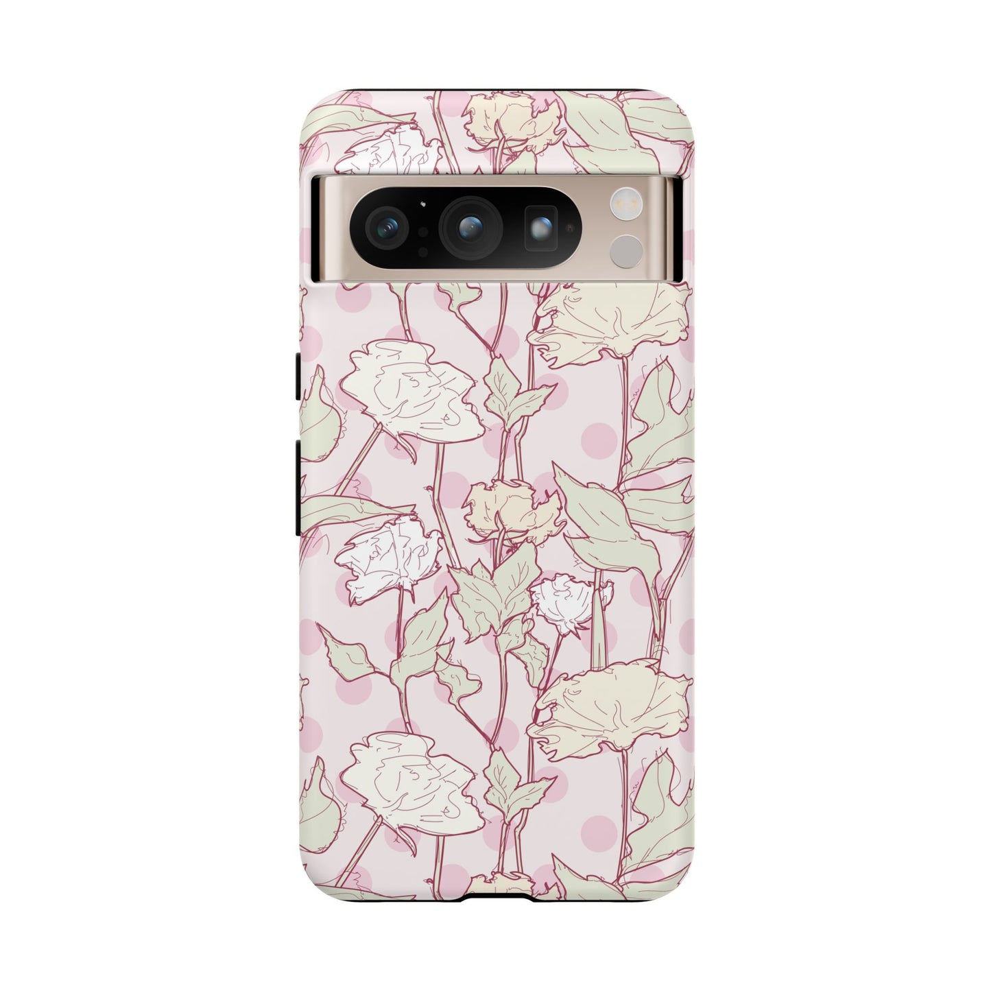 Roses and Dots in Pink Tough Cases for Google Pixel