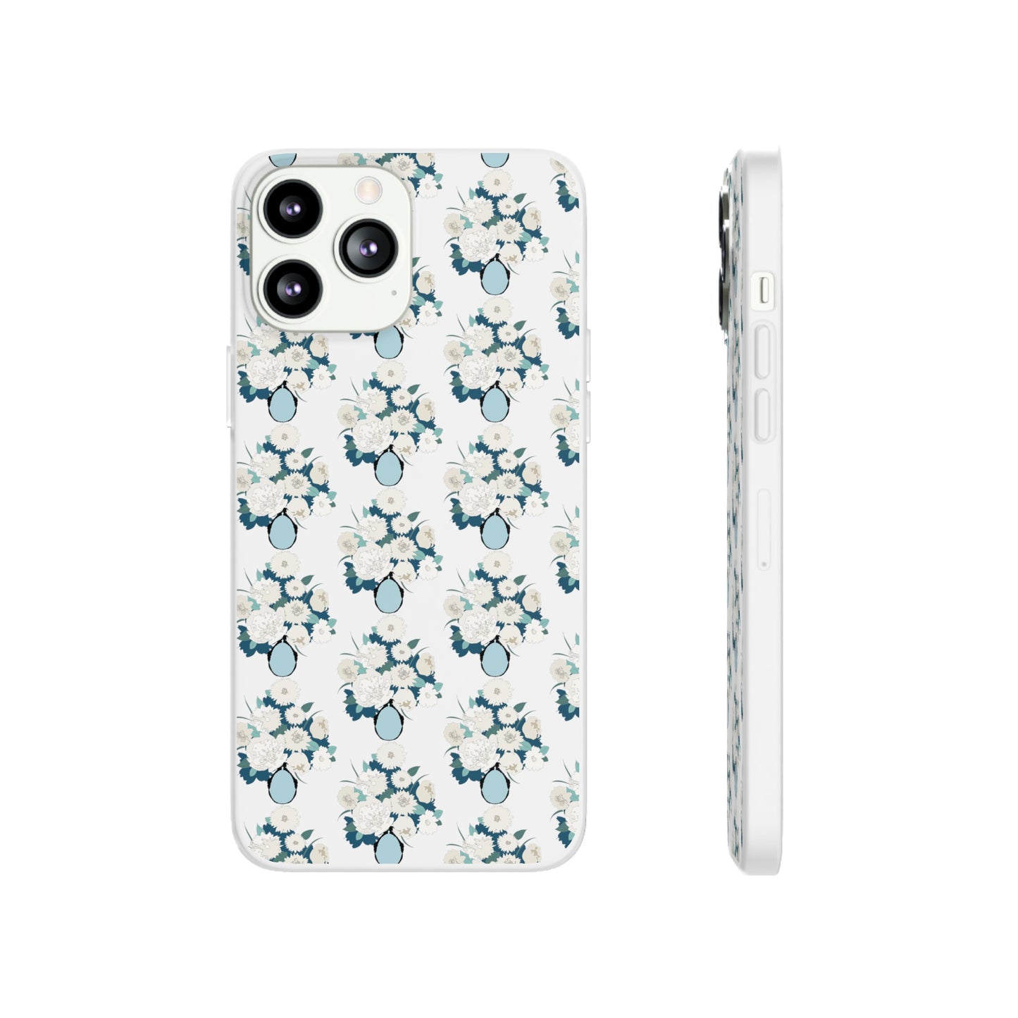 White Flowers in Vase Flexi Cases for iPhone