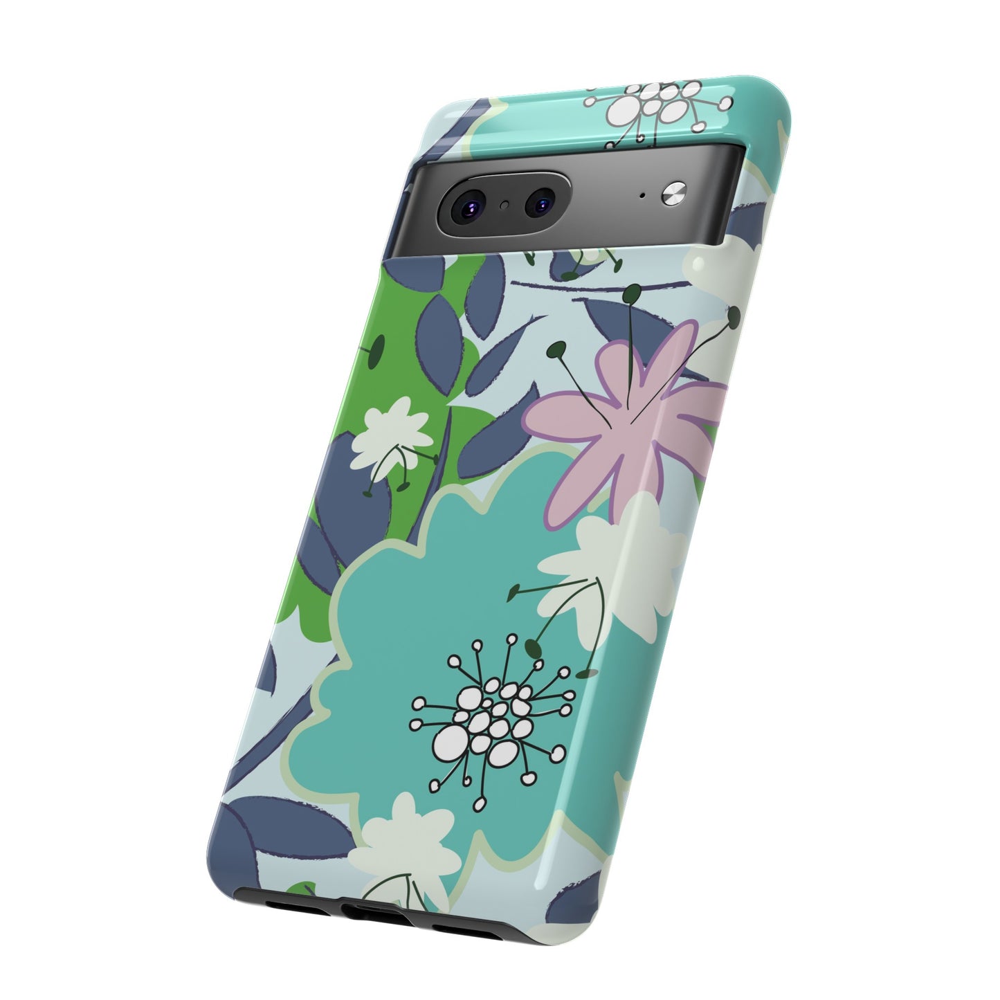 Mid Mod Floral in Blue and Green Tough Cases