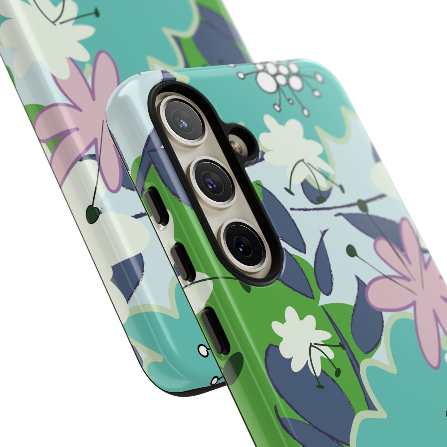 Mid Mod Floral in Blue and Green Tough Cases