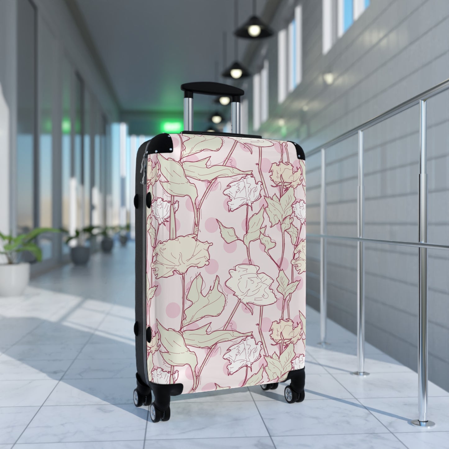 Roses and Dots in Pink Suitcase