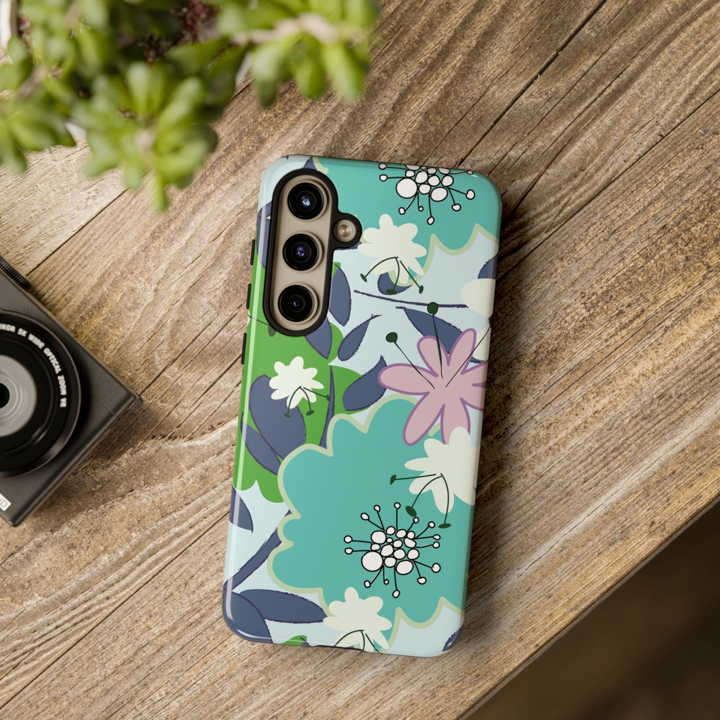 Mid Mod Floral in Blue and Green Tough Cases