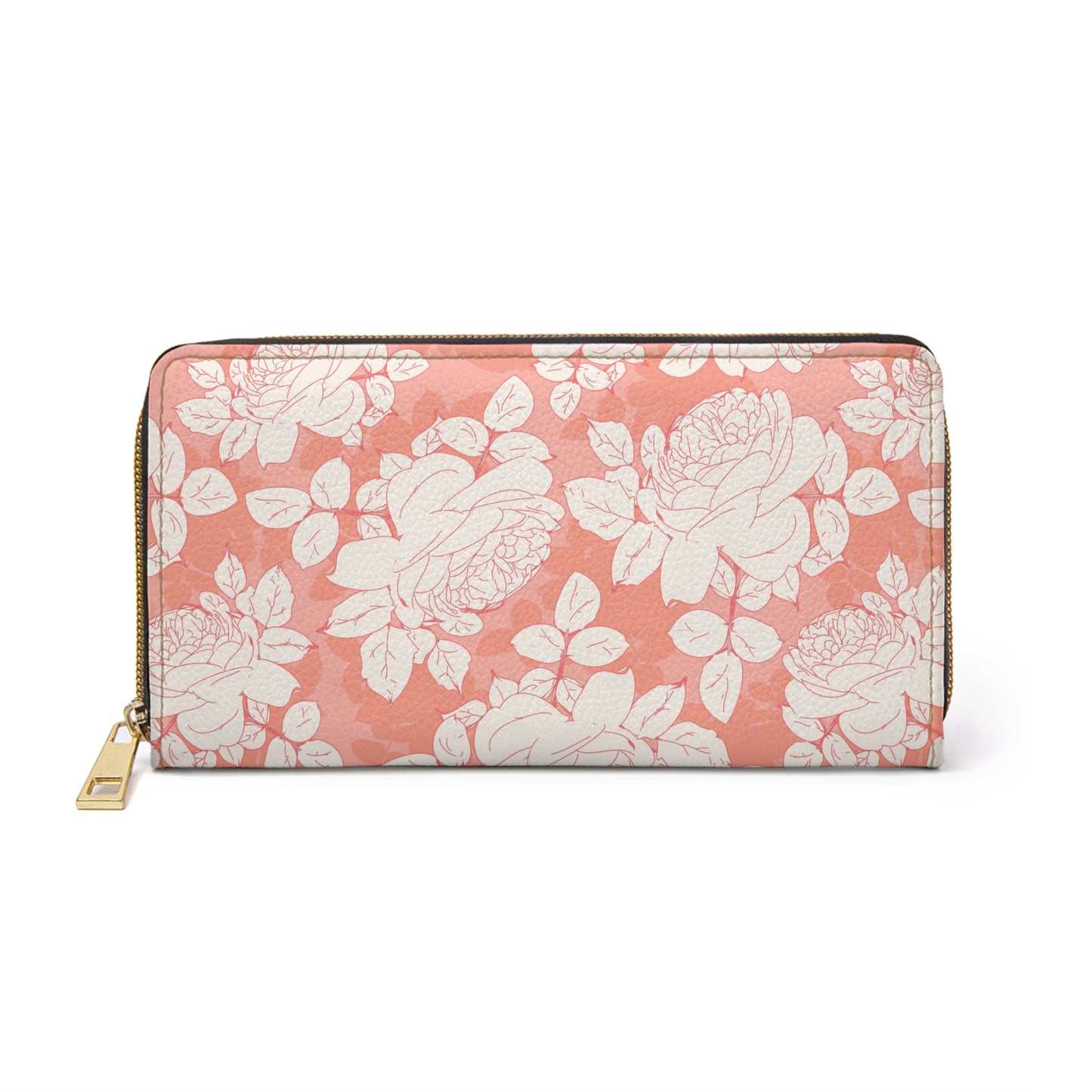 Peach and Cream Roses Zipper Wallet