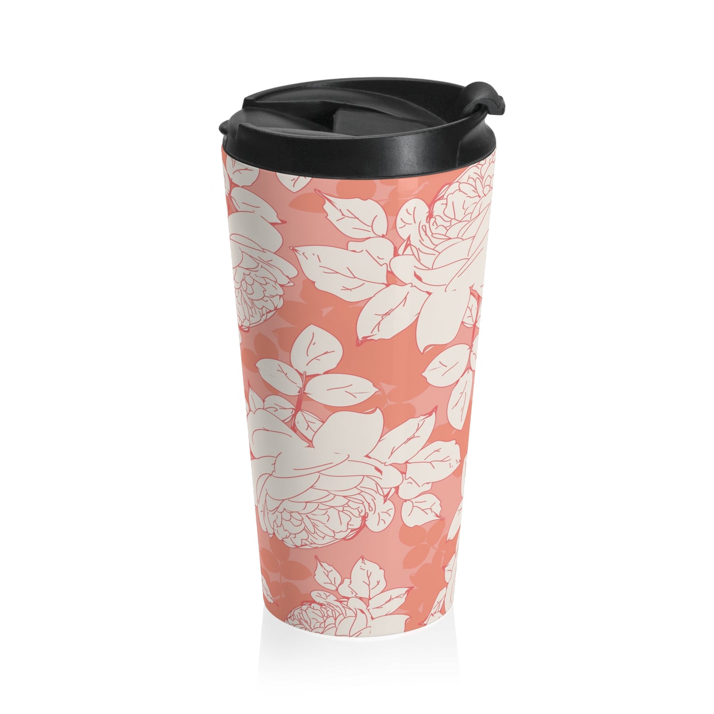 Peach and Cream Roses Stainless Steel Travel Mug