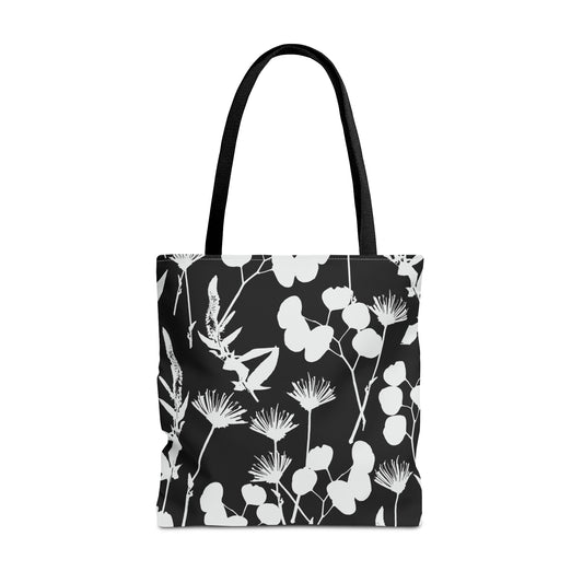 Black and White Floral Tote Bag