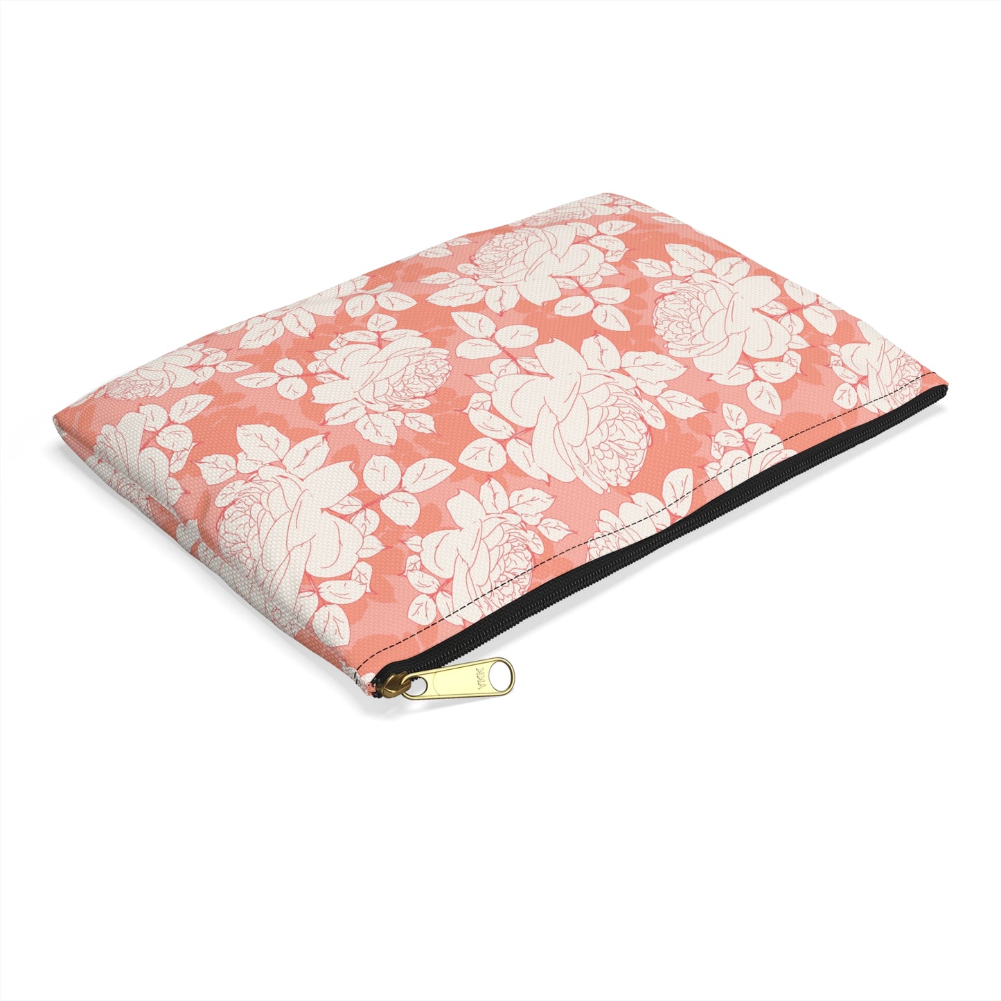 Peach and Cream Roses Accessory Pouch
