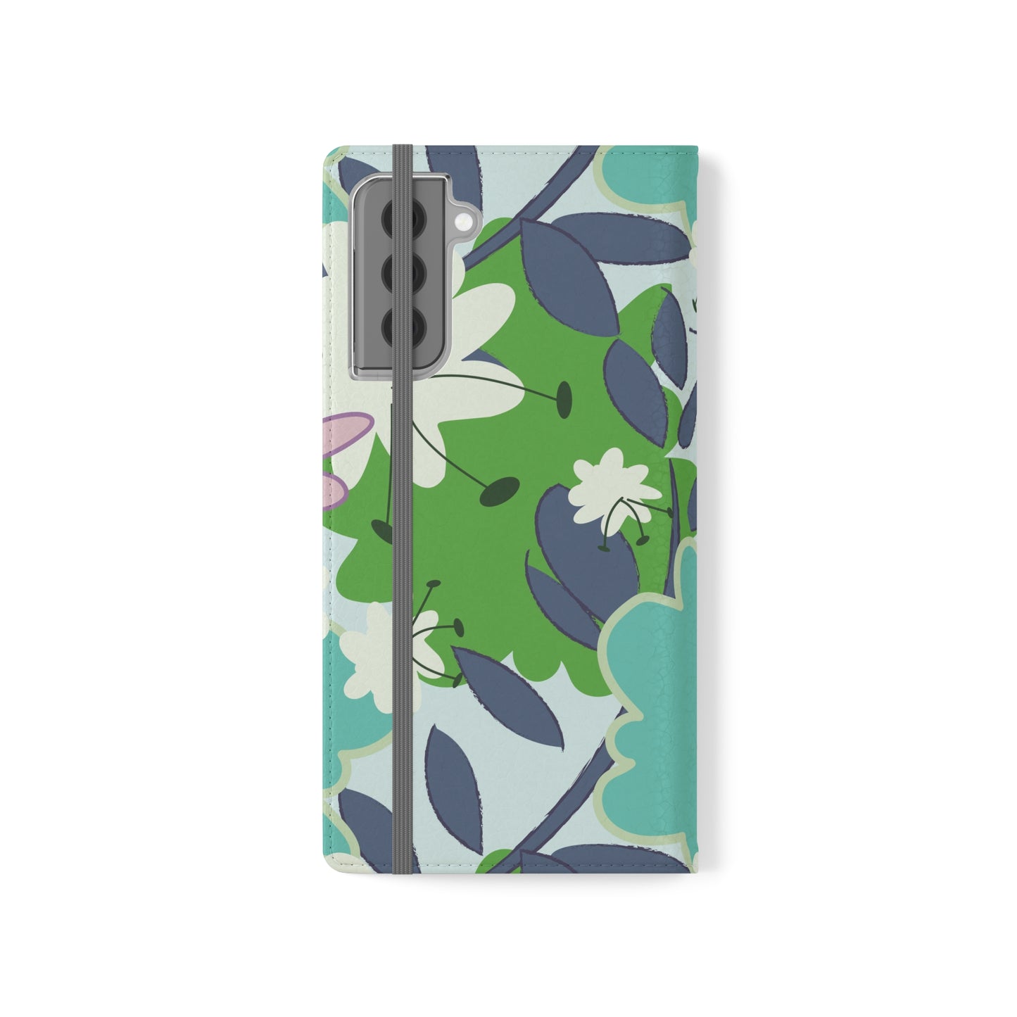 Mid Mod Floral in Blue and Green Flip Cases for Samsung