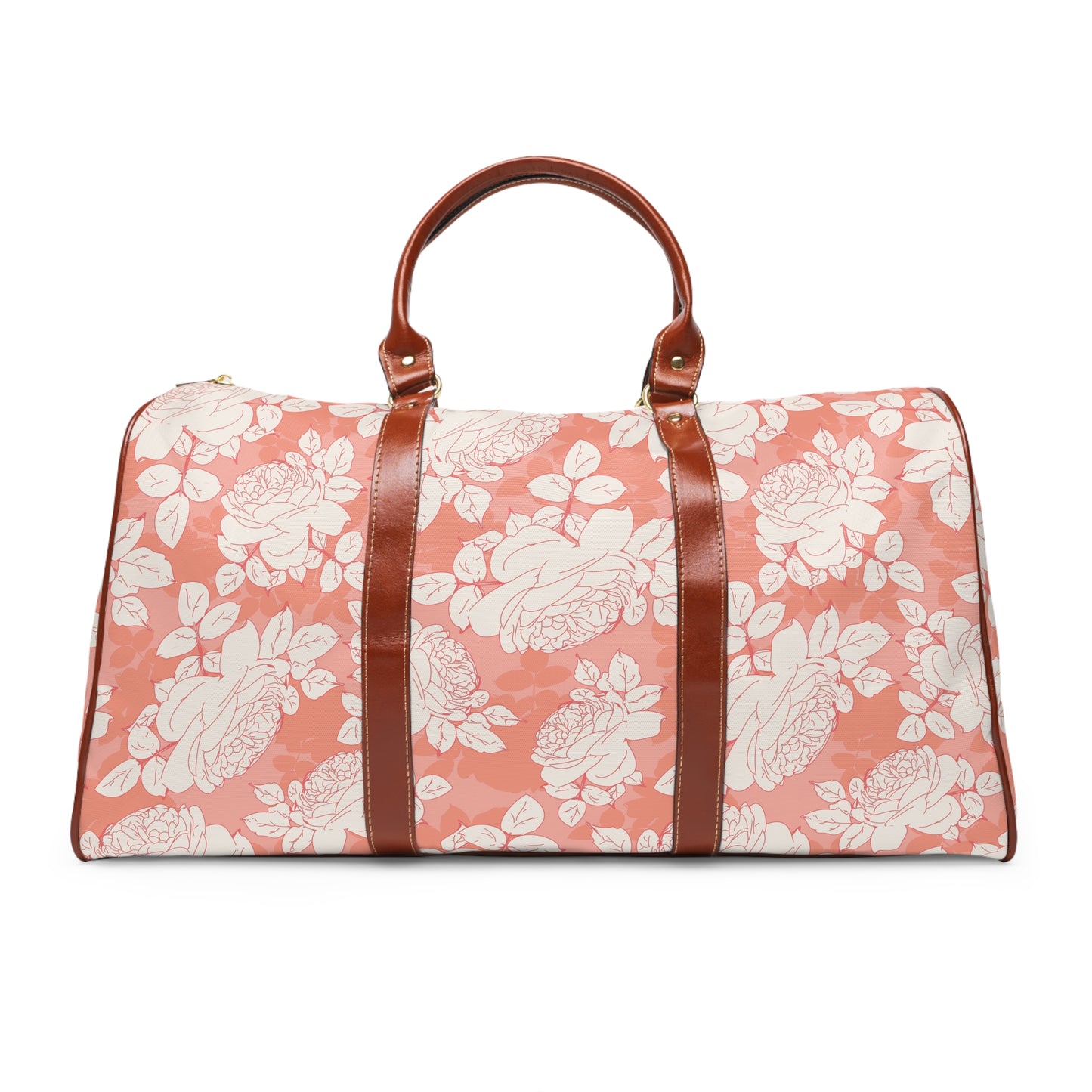 Peach and Cream Roses Waterproof Travel Bag