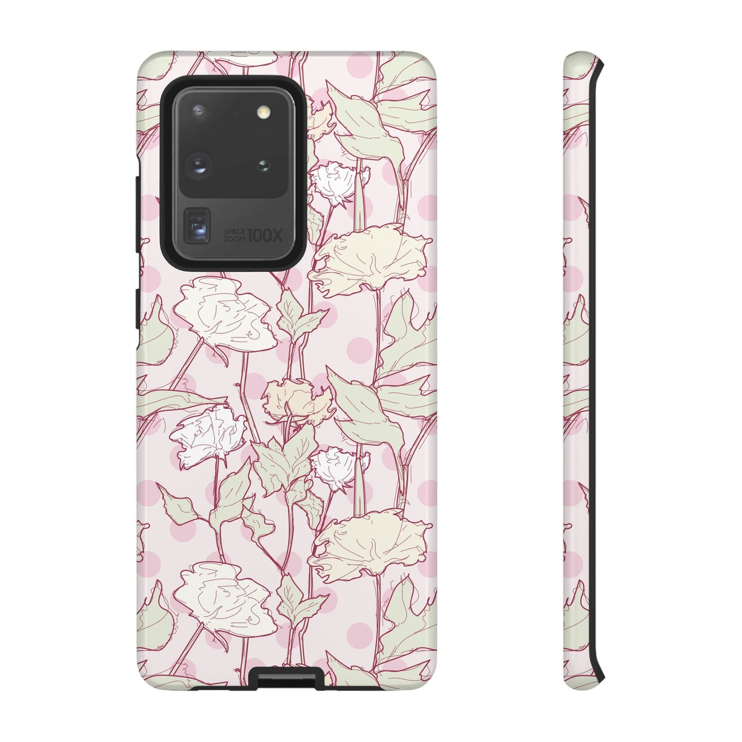 Roses and Dots in Pink Tough Cases for Samsung.