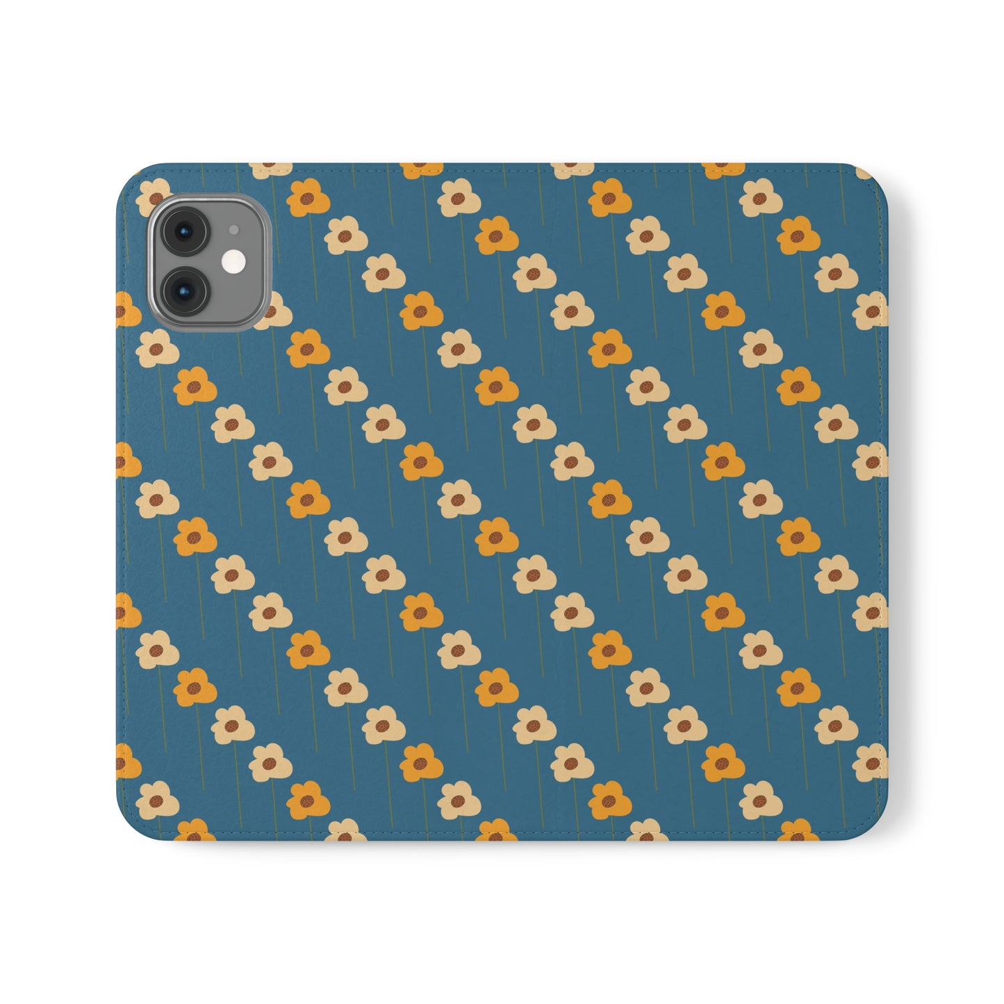 Yellow Wildflowers on Blue Flip Cases for iPhone