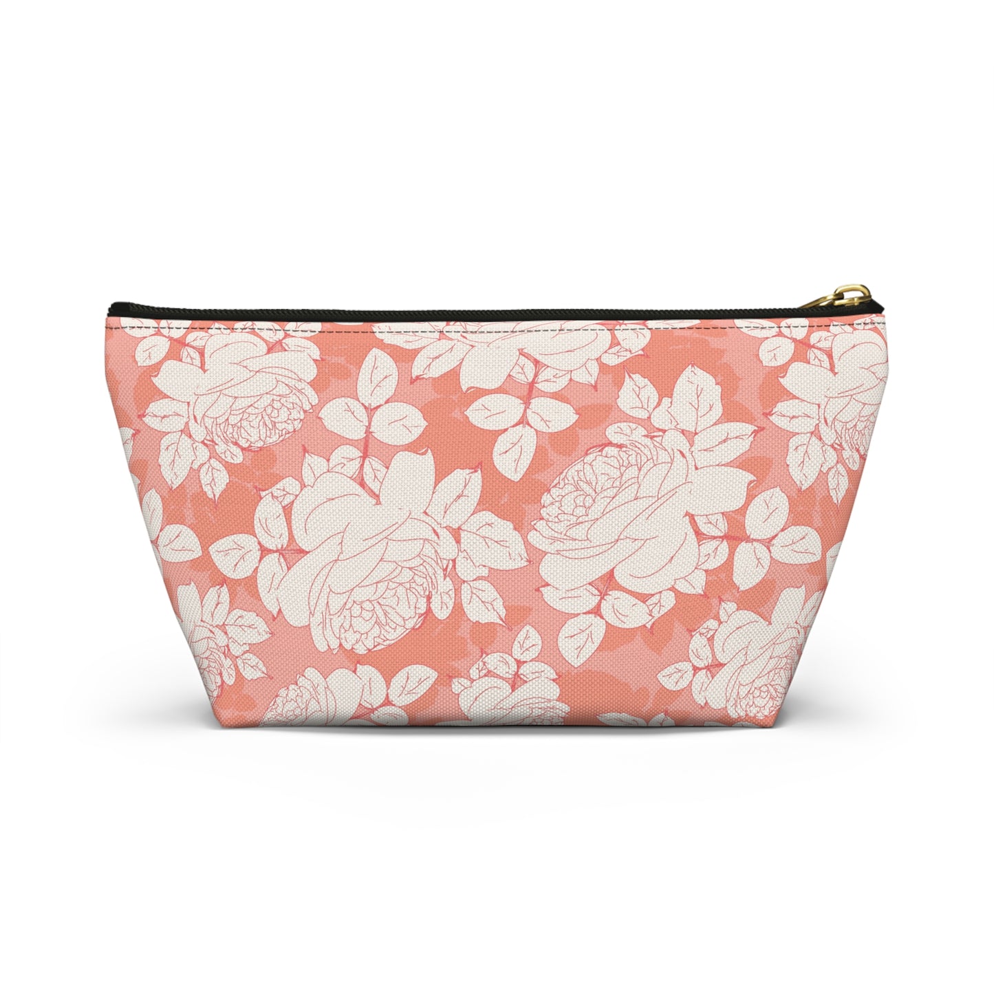 Peach and Cream Roses Accessory Pouch w T-bottom
