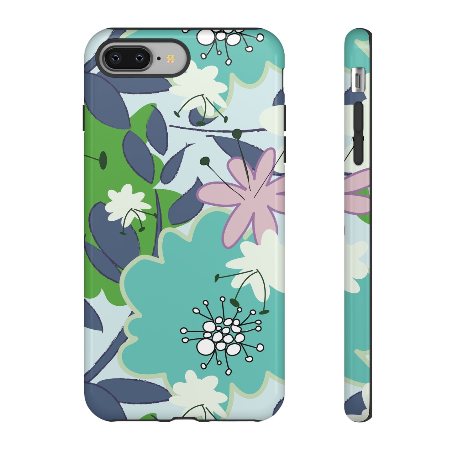 Mid Mod Floral in Blue and Green Tough Cases