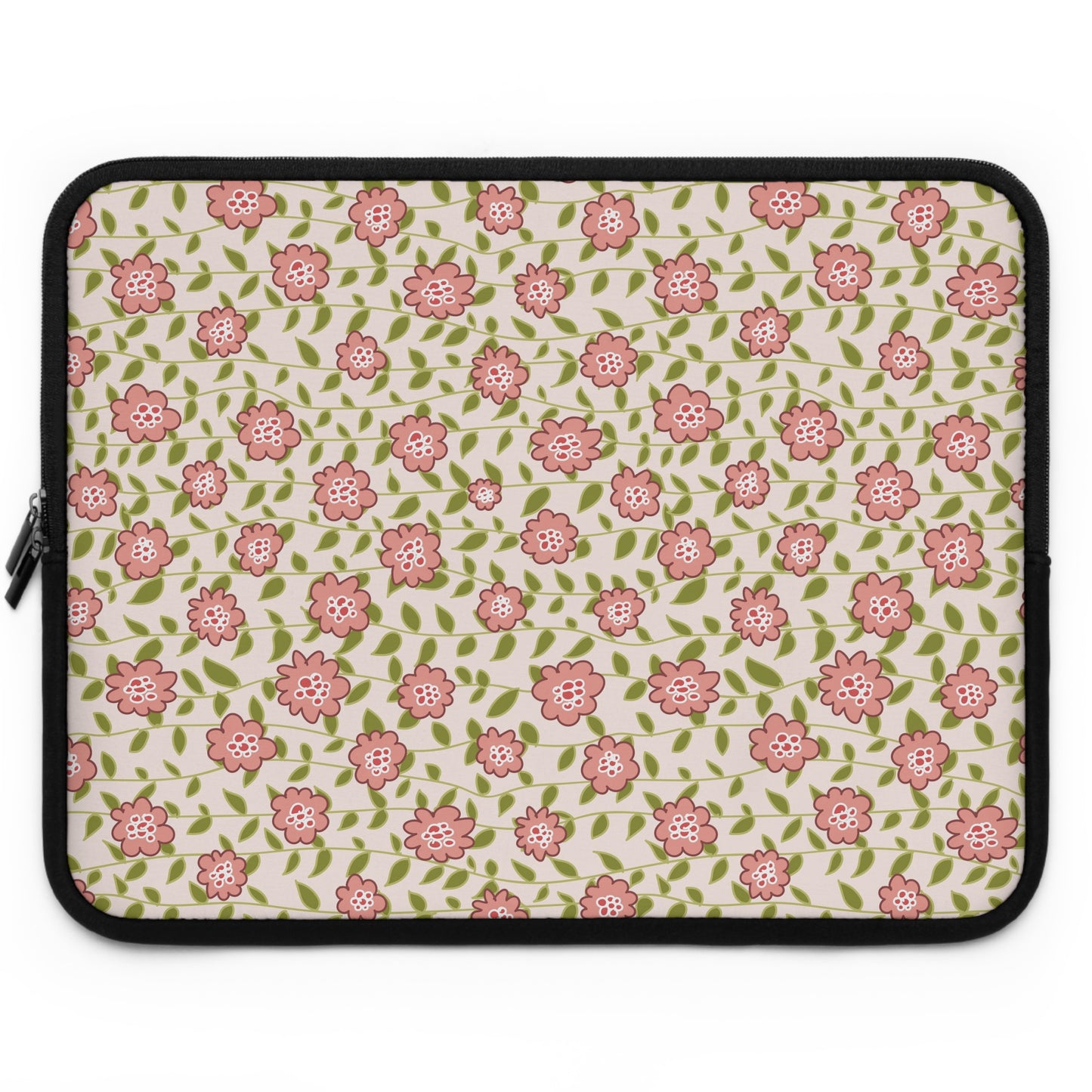 Coral Flowers on Cream Laptop Sleeve