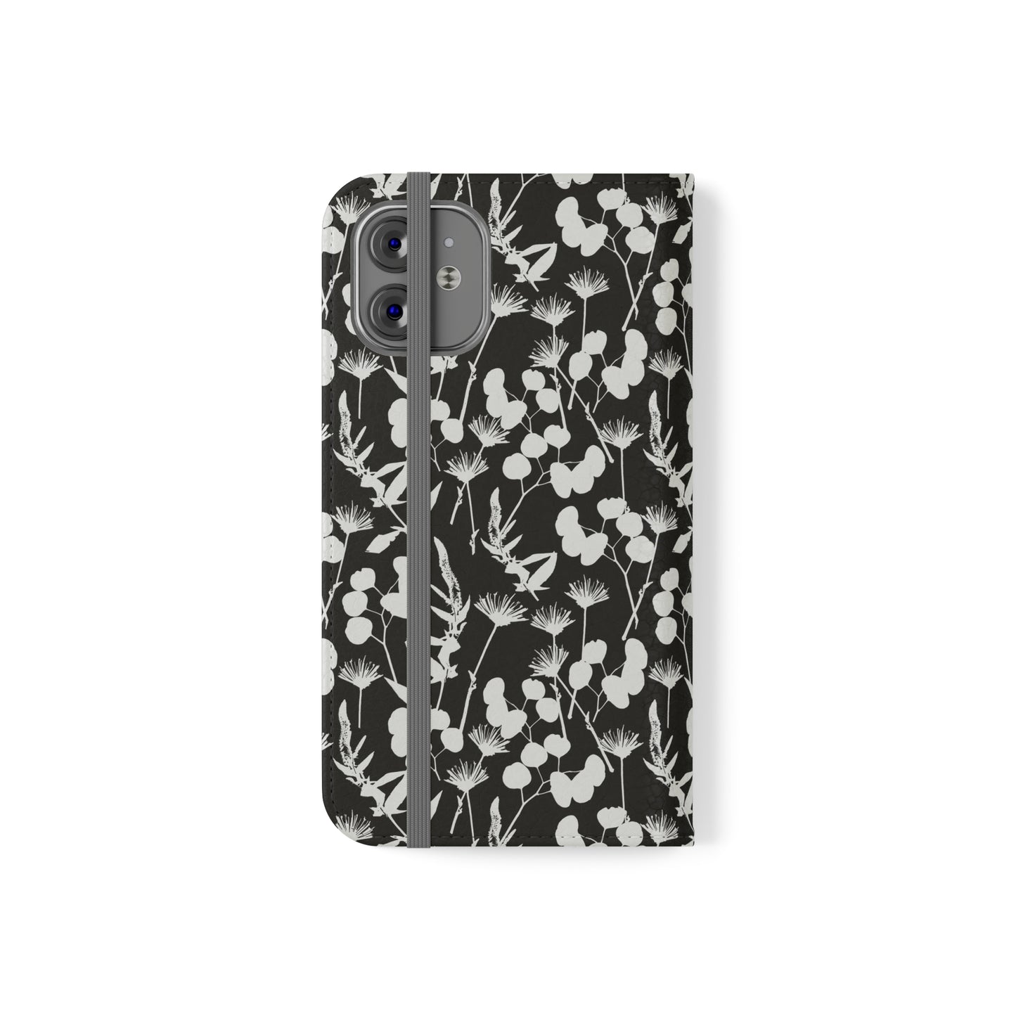 Black and White Floral Flip Cases for iPhone