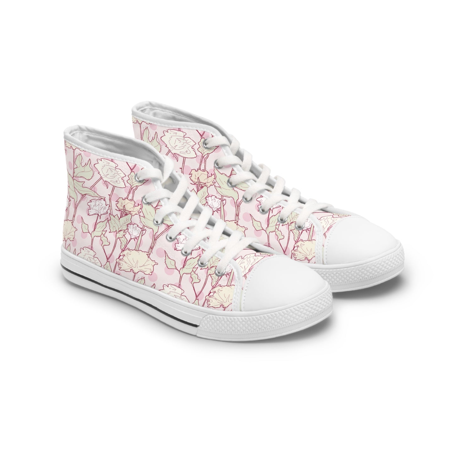 Roses and Dots in Pink Women's High Top Sneakers