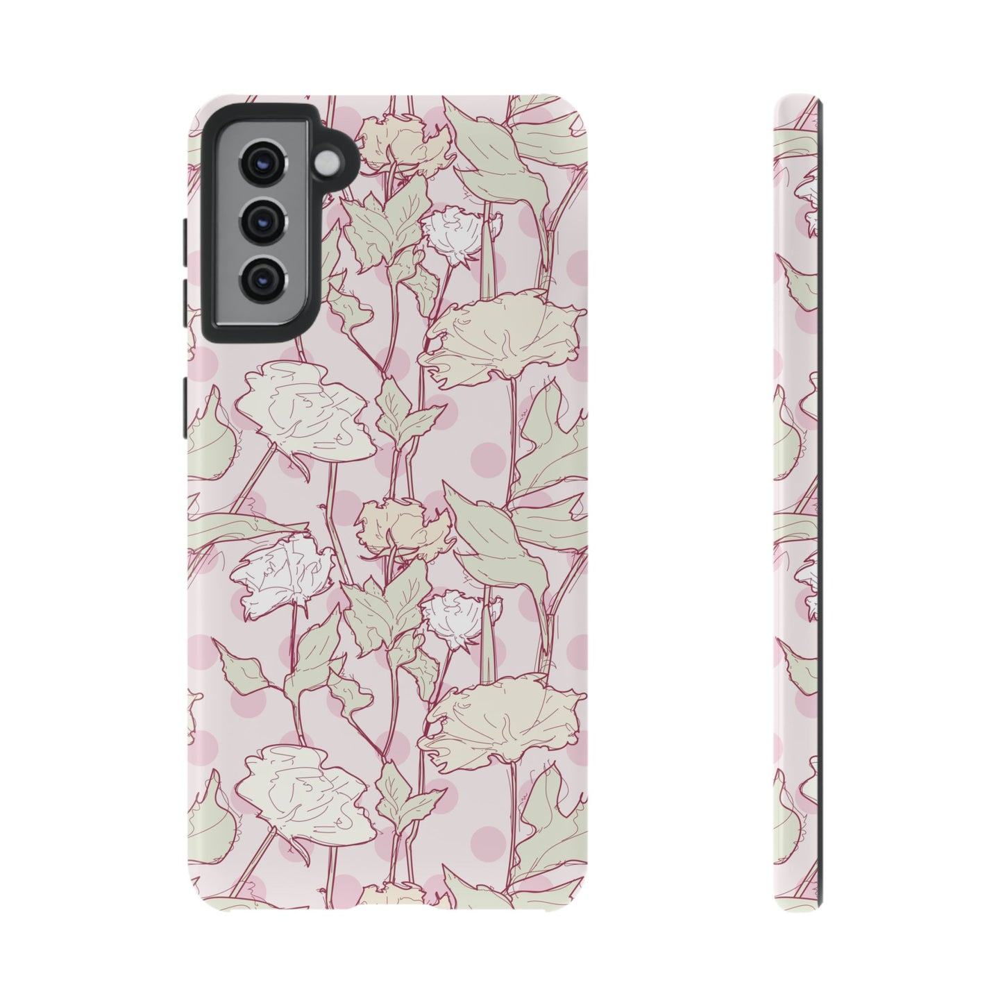 Roses and Dots in Pink Tough Cases for Samsung.