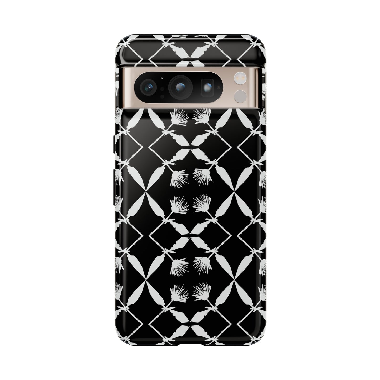 Black and White Floral Tough Cases for Google Pixel