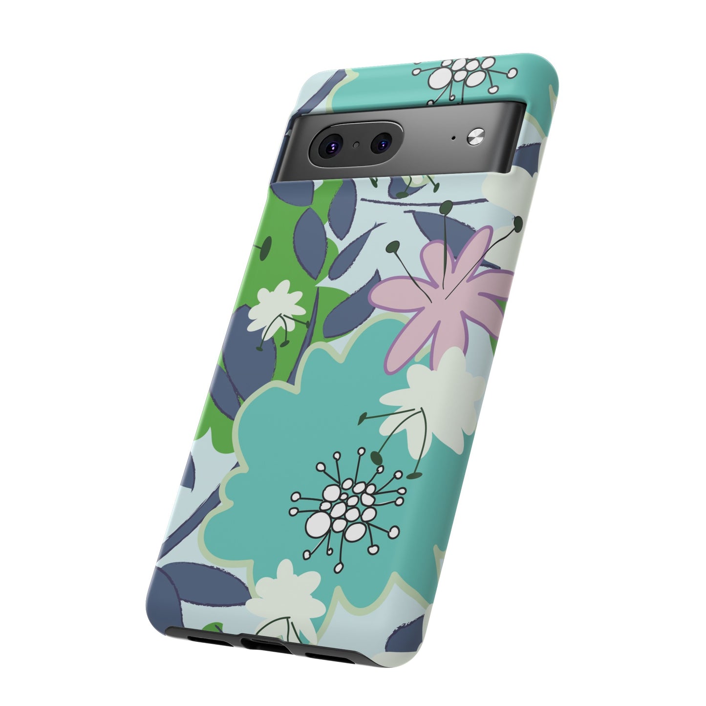 Mid Mod Floral in Blue and Green Tough Cases