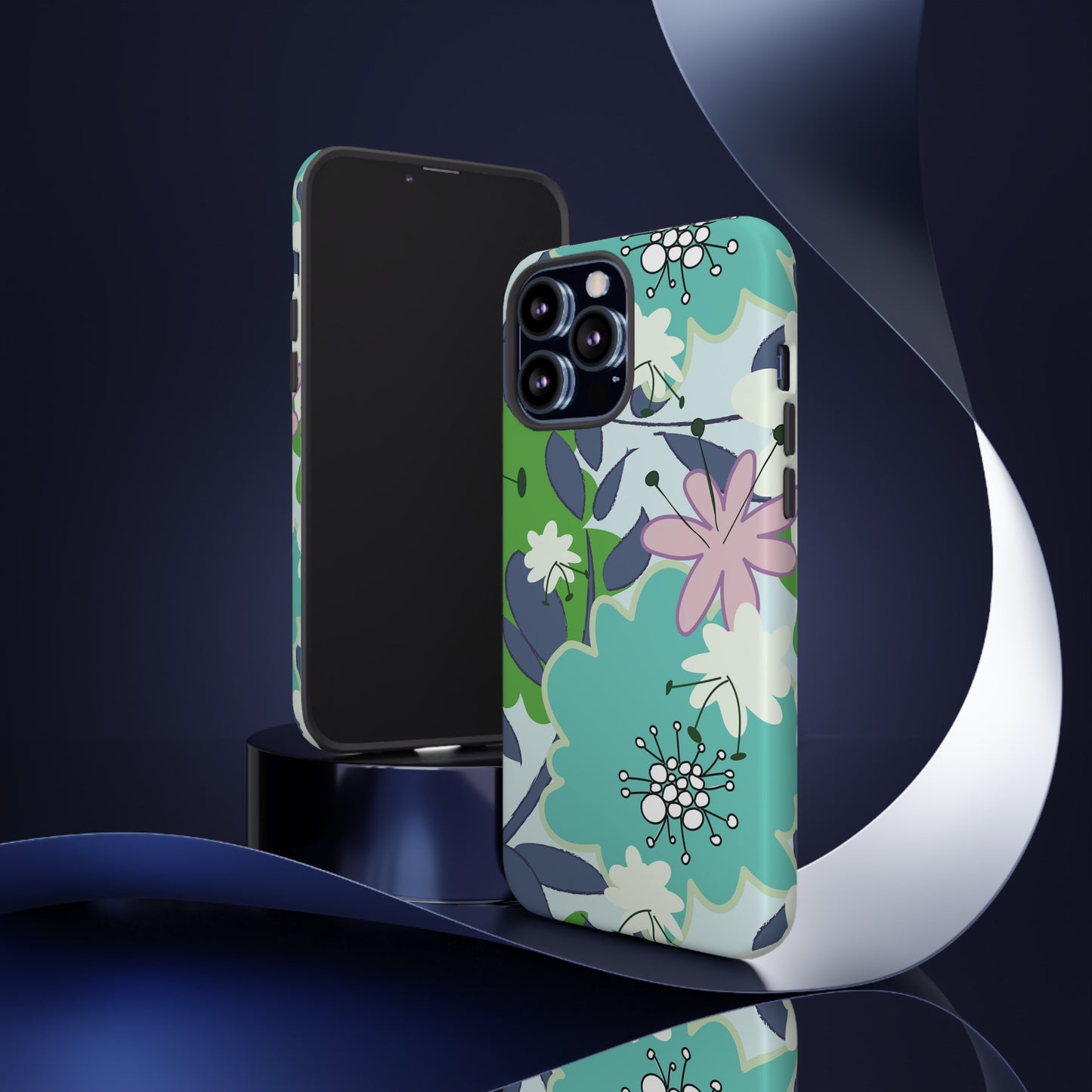 Mid Mod Floral in Blue and Green Tough Cases