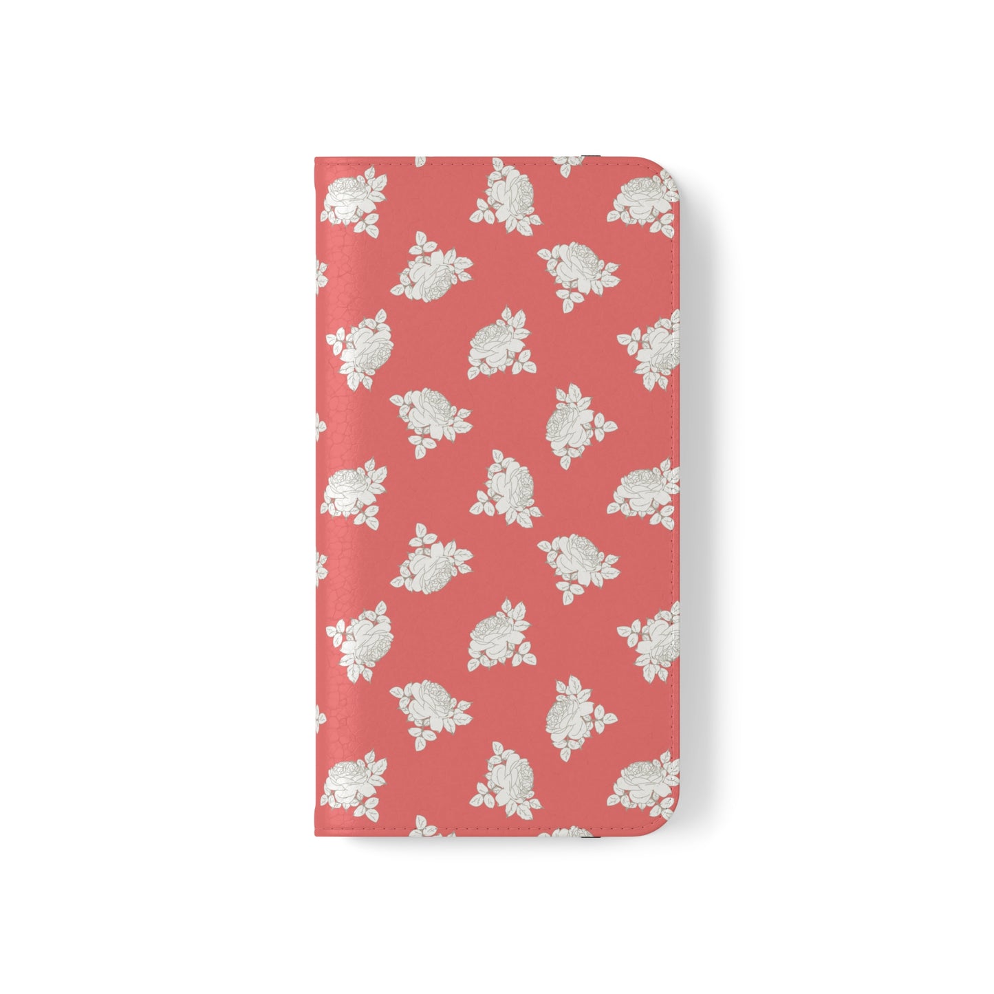 Cream Roses on Bright Coral Flip Cases for Samsung